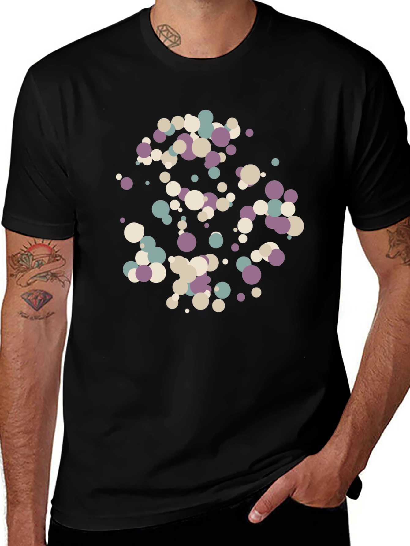 Abstract Circle Pattern Black T-Shirt