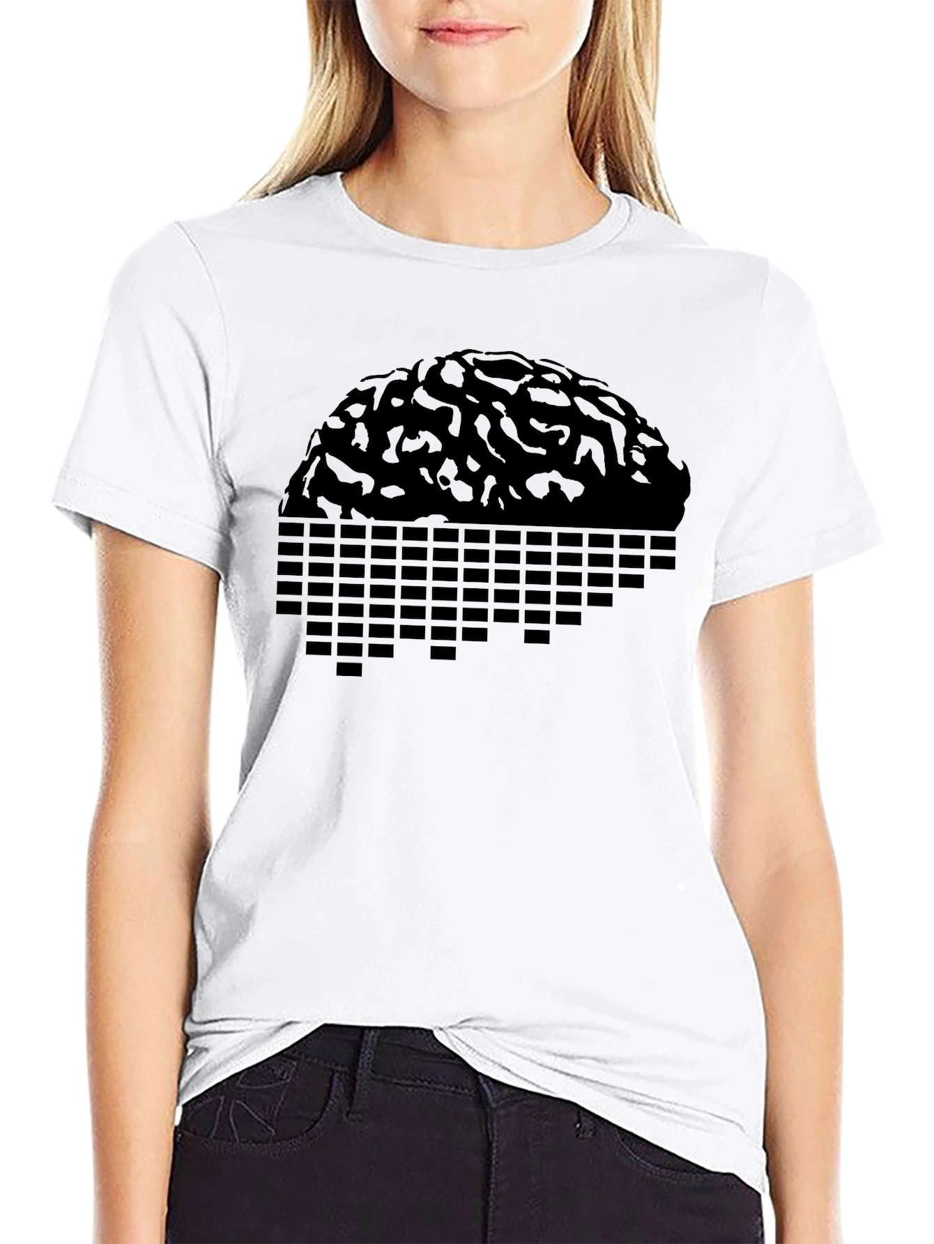 Geometric Brain Graphic T-Shirt - Black