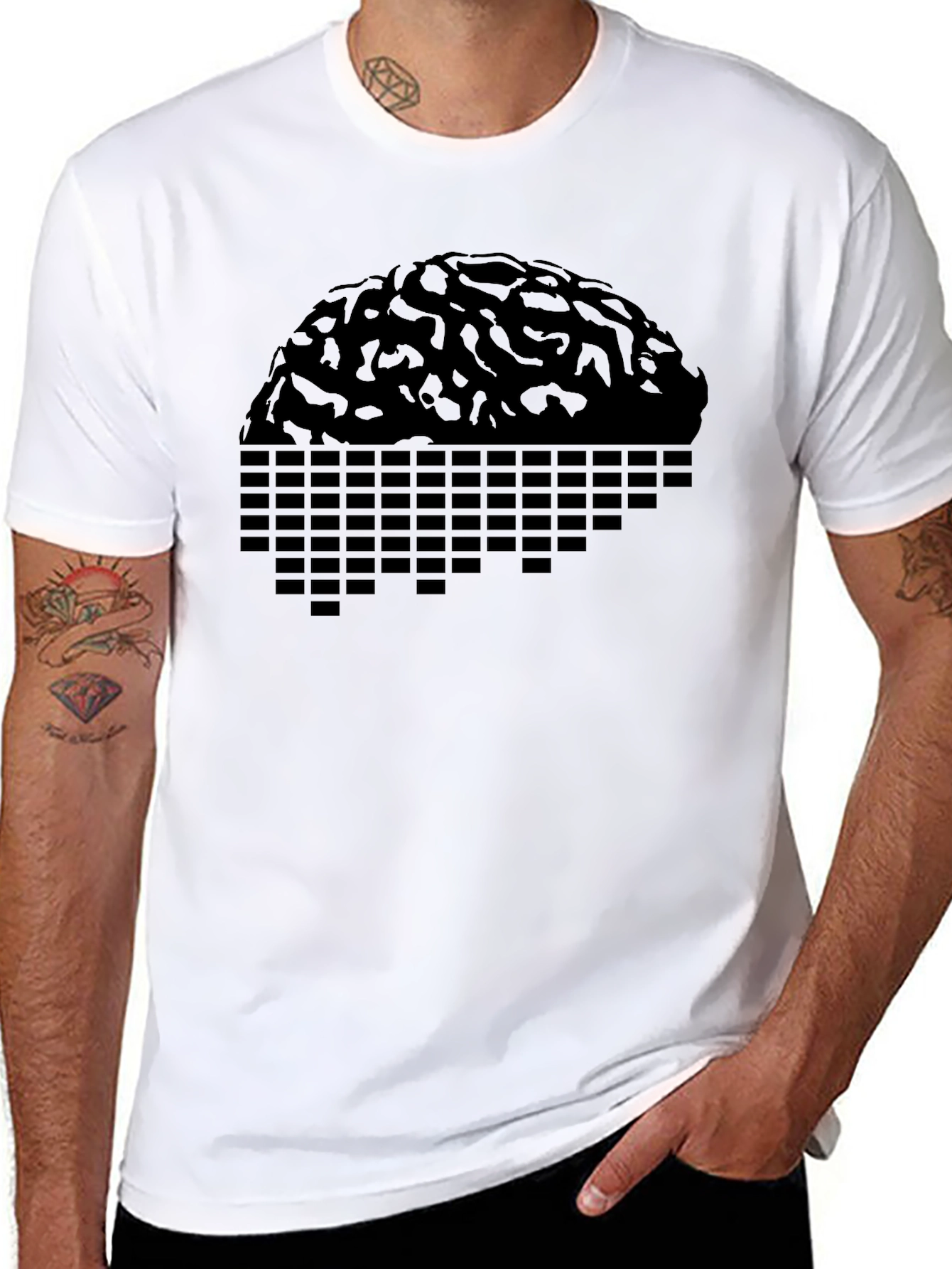 Geometric Brain Graphic T-Shirt - Black