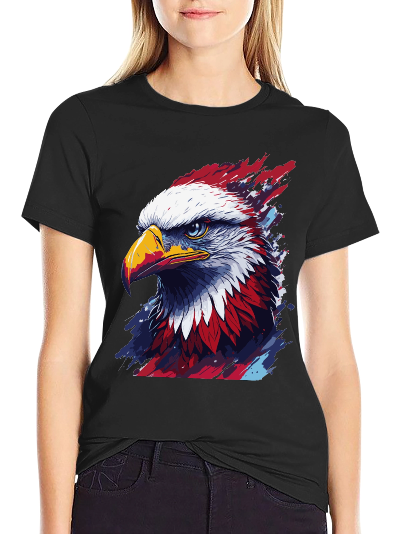 Patriotic Eagle Graphic Tee - Mens Black T-Shirt