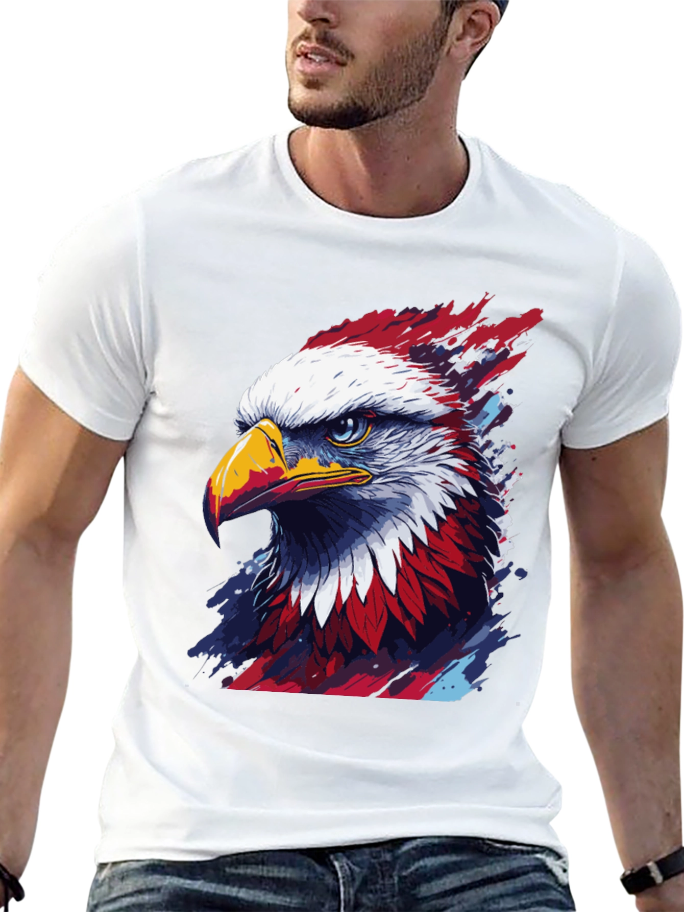 Patriotic Eagle Graphic Tee - Mens Black T-Shirt