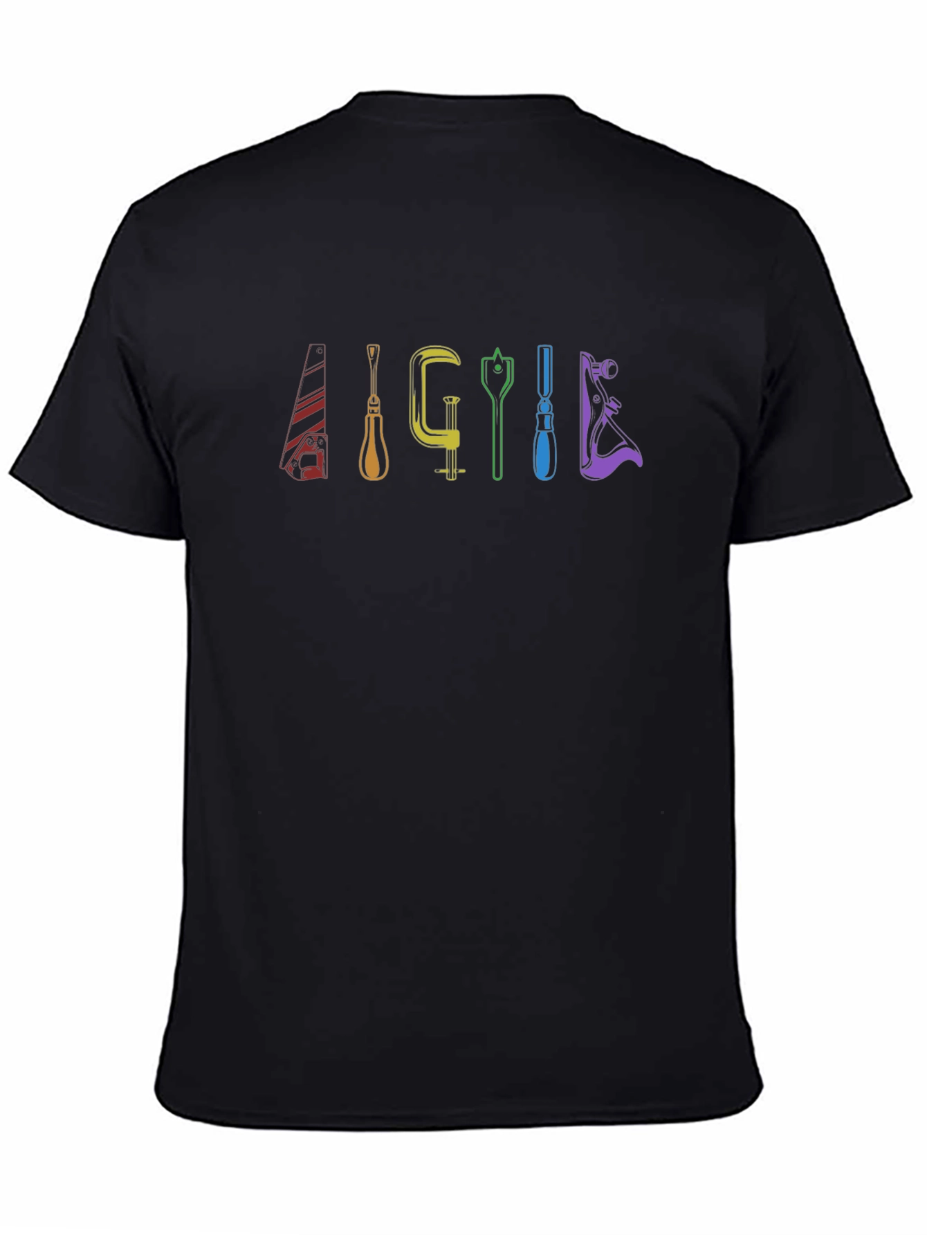 Rainbow Woodworking Tools Graphic Tee - Black Cotton