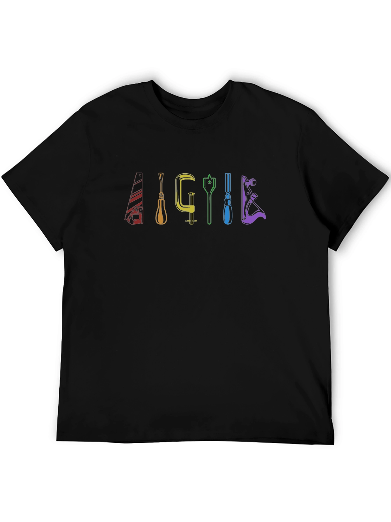 Rainbow Woodworking Tools Graphic Tee - Black Cotton