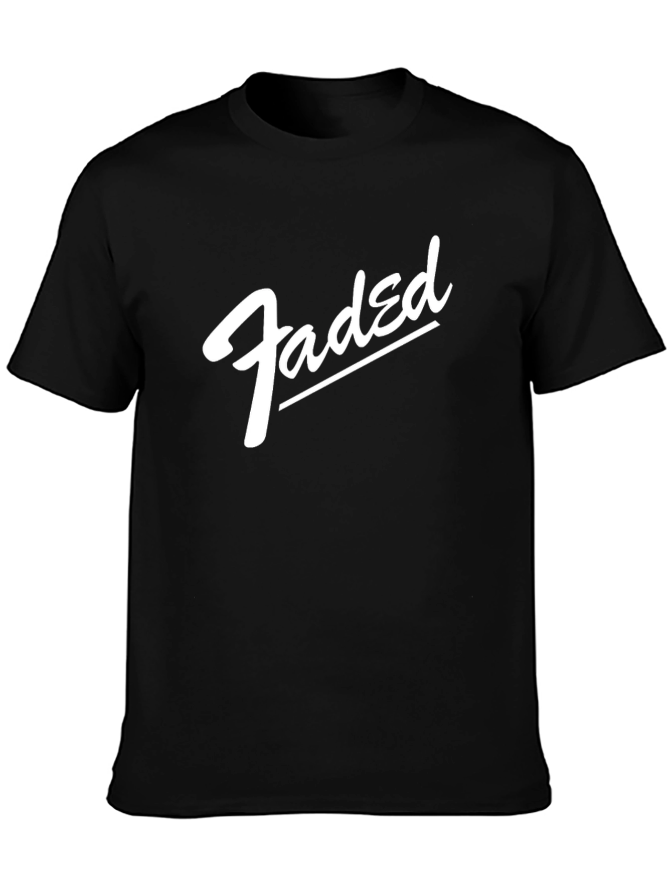 Faded Graphic Print Black Crew Neck T-Shirt