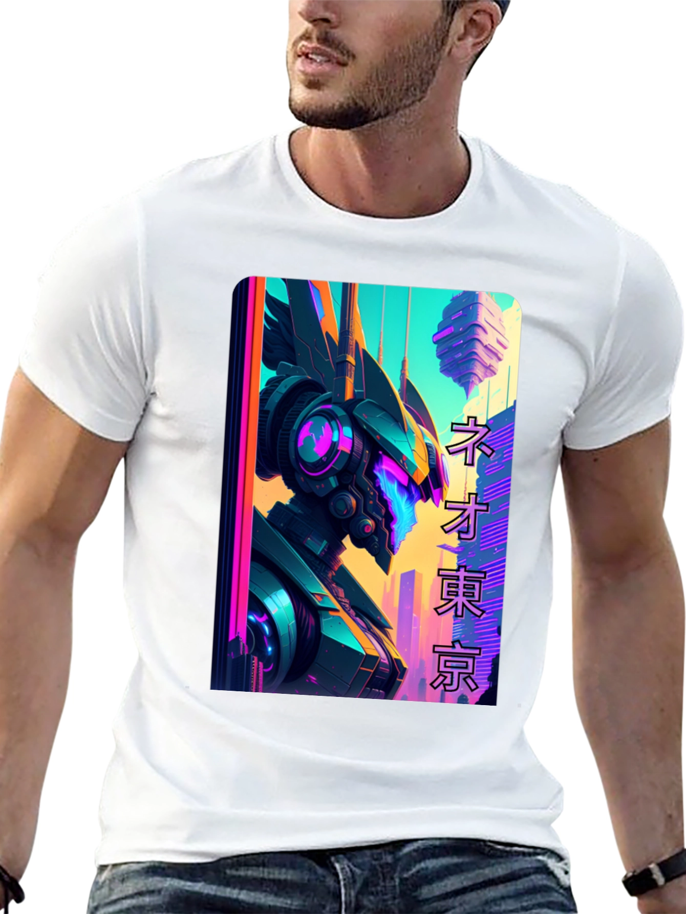 Neo Tokyo Robot T-Shirt - Cyberpunk Style