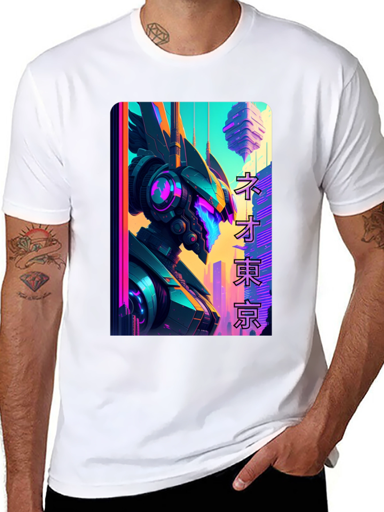 Neo Tokyo Robot T-Shirt - Cyberpunk Style
