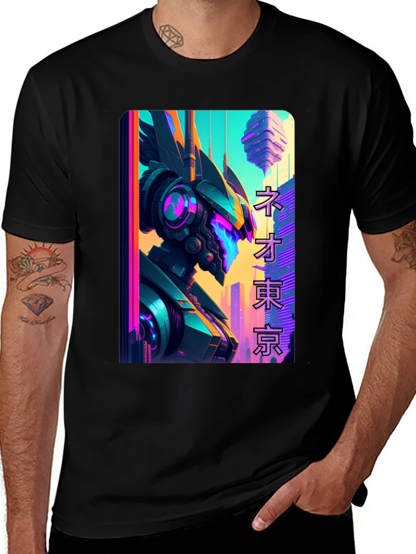 Neo Tokyo Robot T-Shirt - Cyberpunk Style