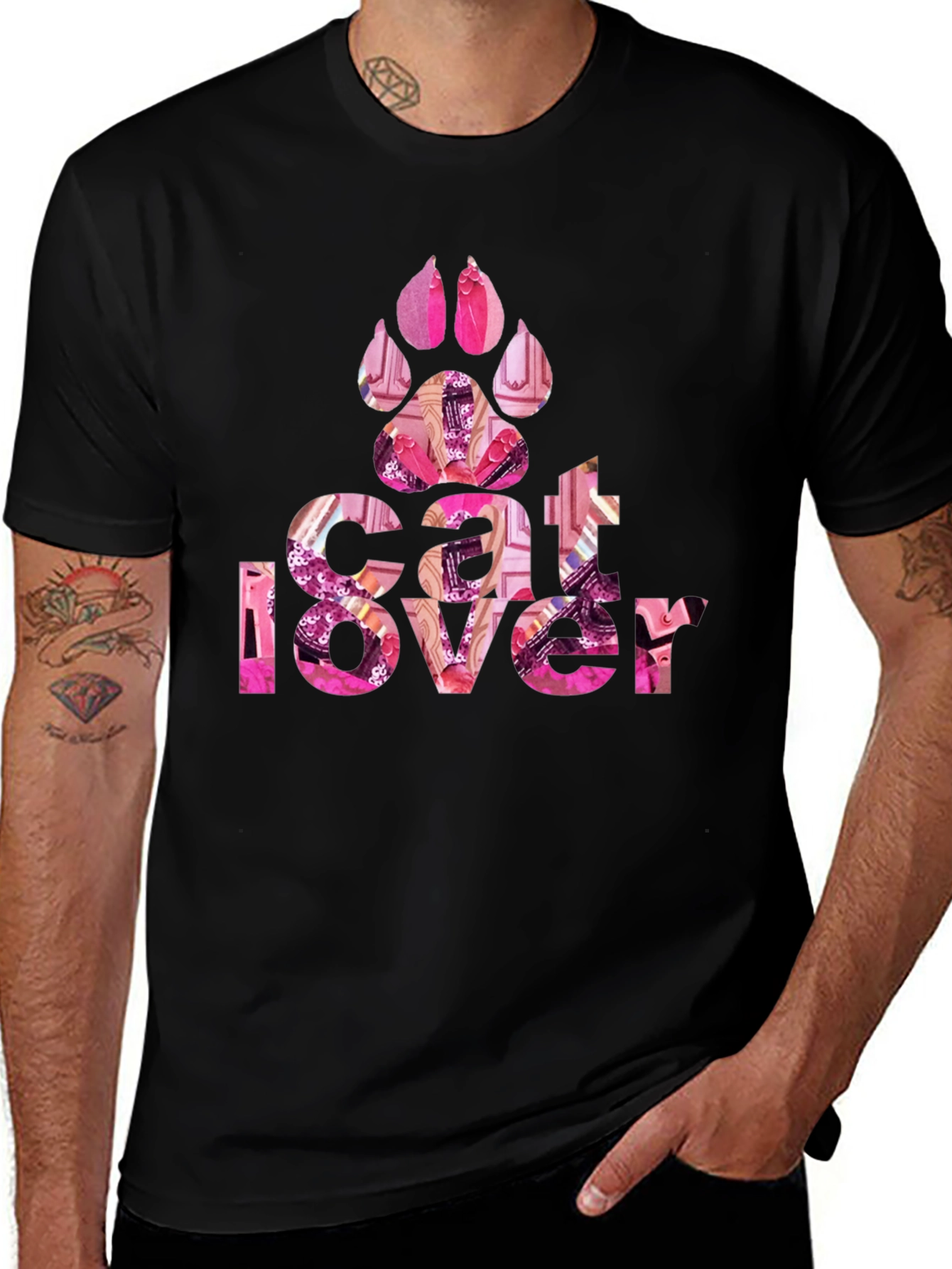 Cat Lover Paw Print Graphic T-Shirt