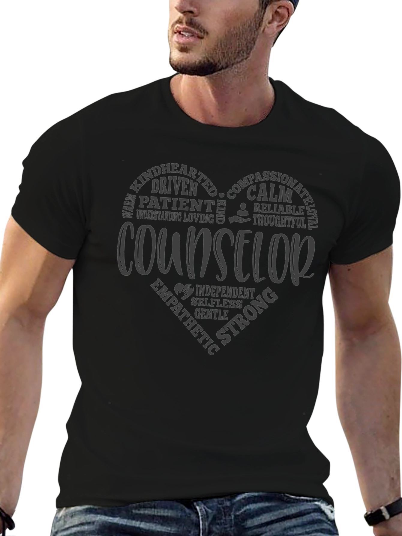 Counselor Heart Word Art Graphic T-Shirt