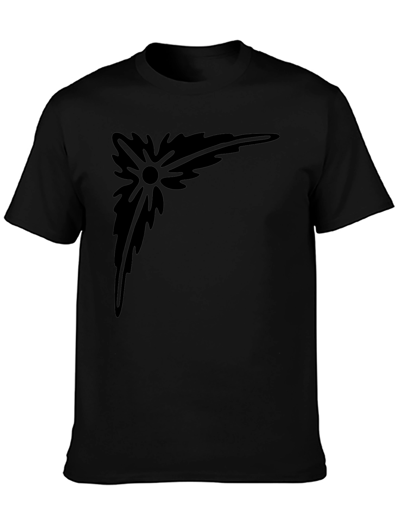 Abstract Corner Design Black T-Shirt