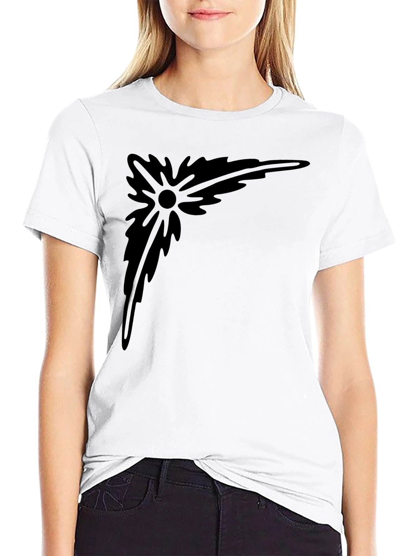 Abstract Corner Design Black T-Shirt