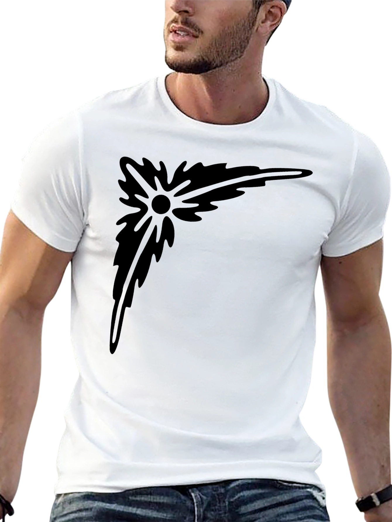 Abstract Corner Design Black T-Shirt