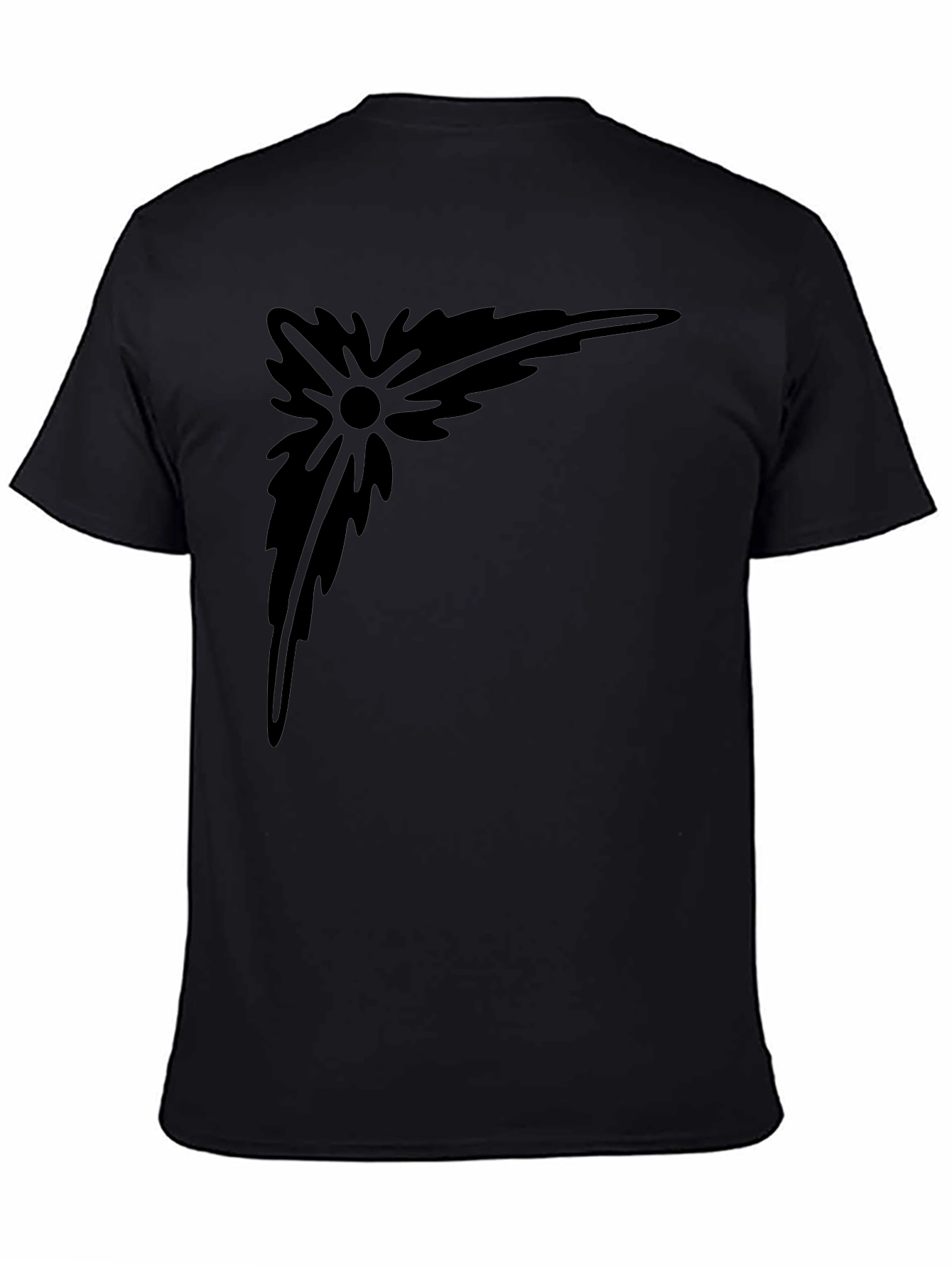 Abstract Corner Design Black T-Shirt