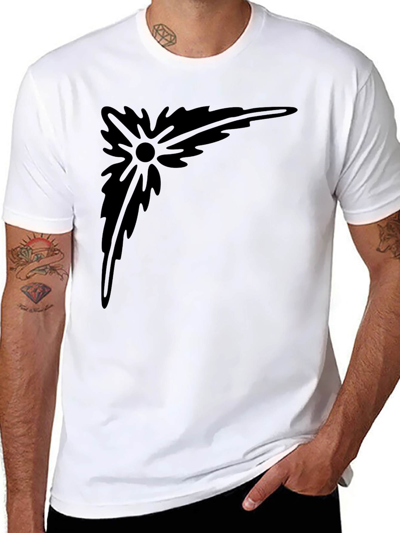 Abstract Corner Design Black T-Shirt