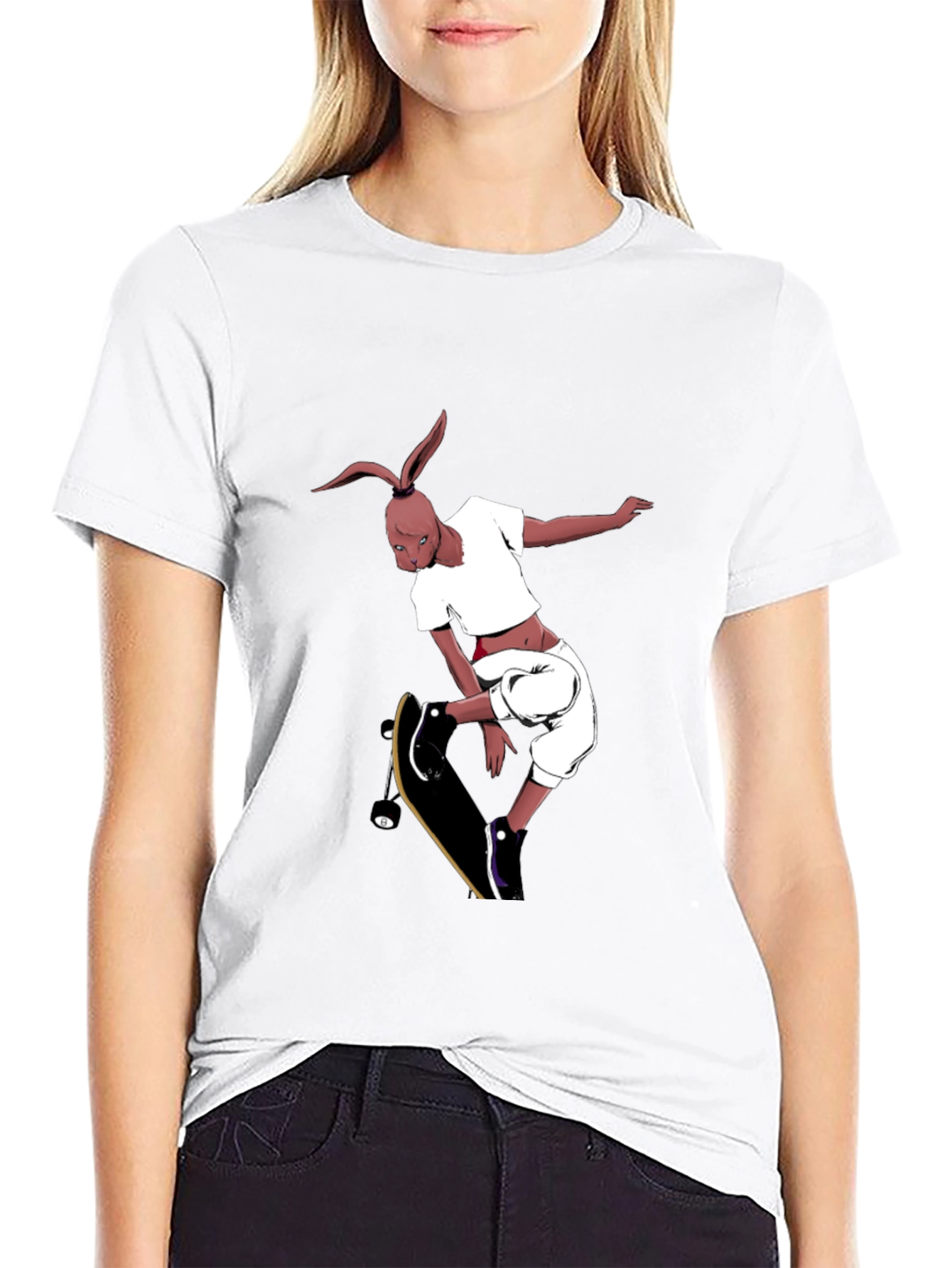 Skateboarding Rabbit Graphic Tee