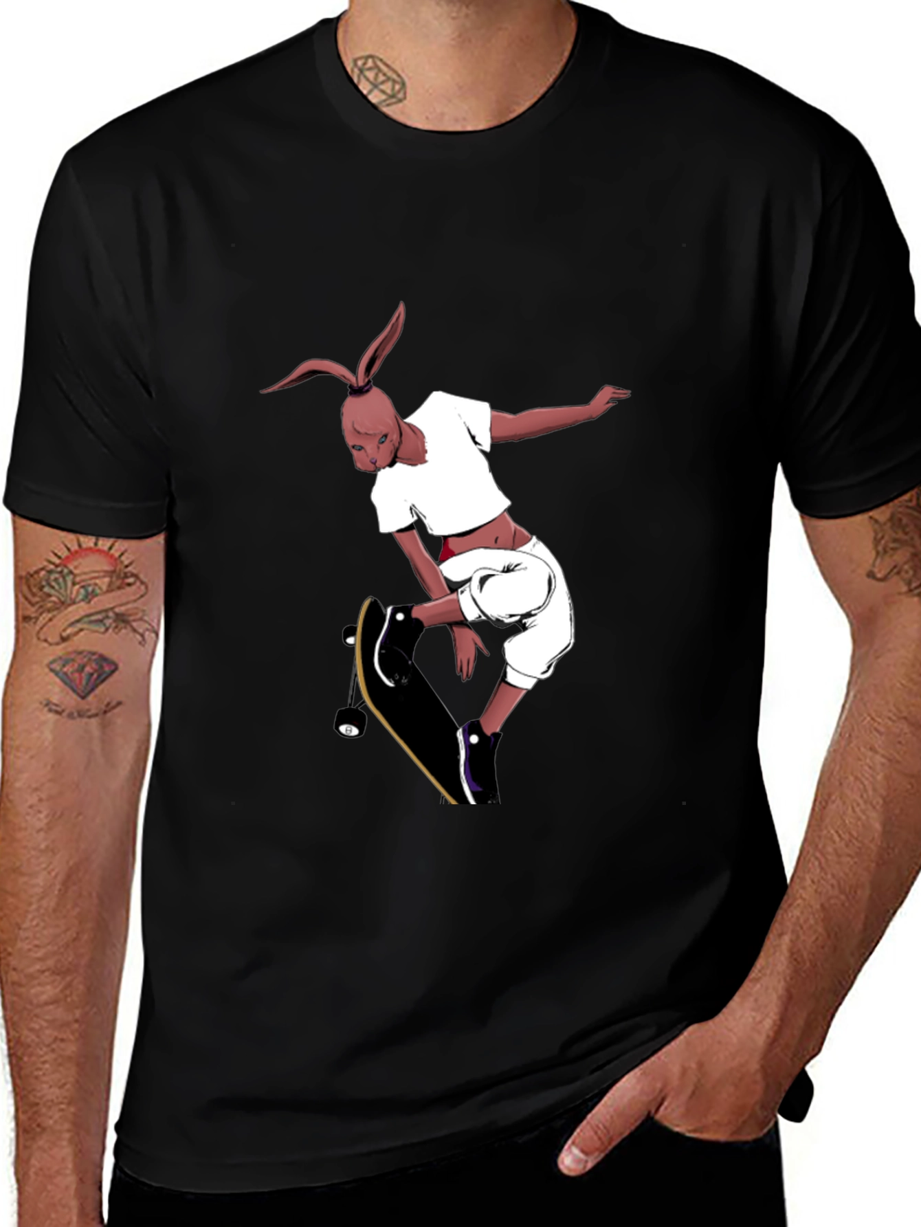 Skateboarding Rabbit Graphic Tee