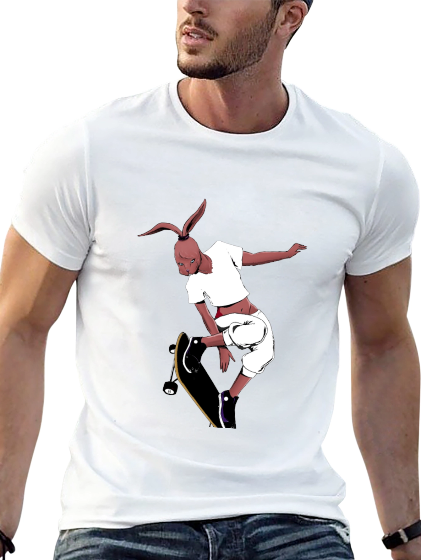 Skateboarding Rabbit Graphic Tee