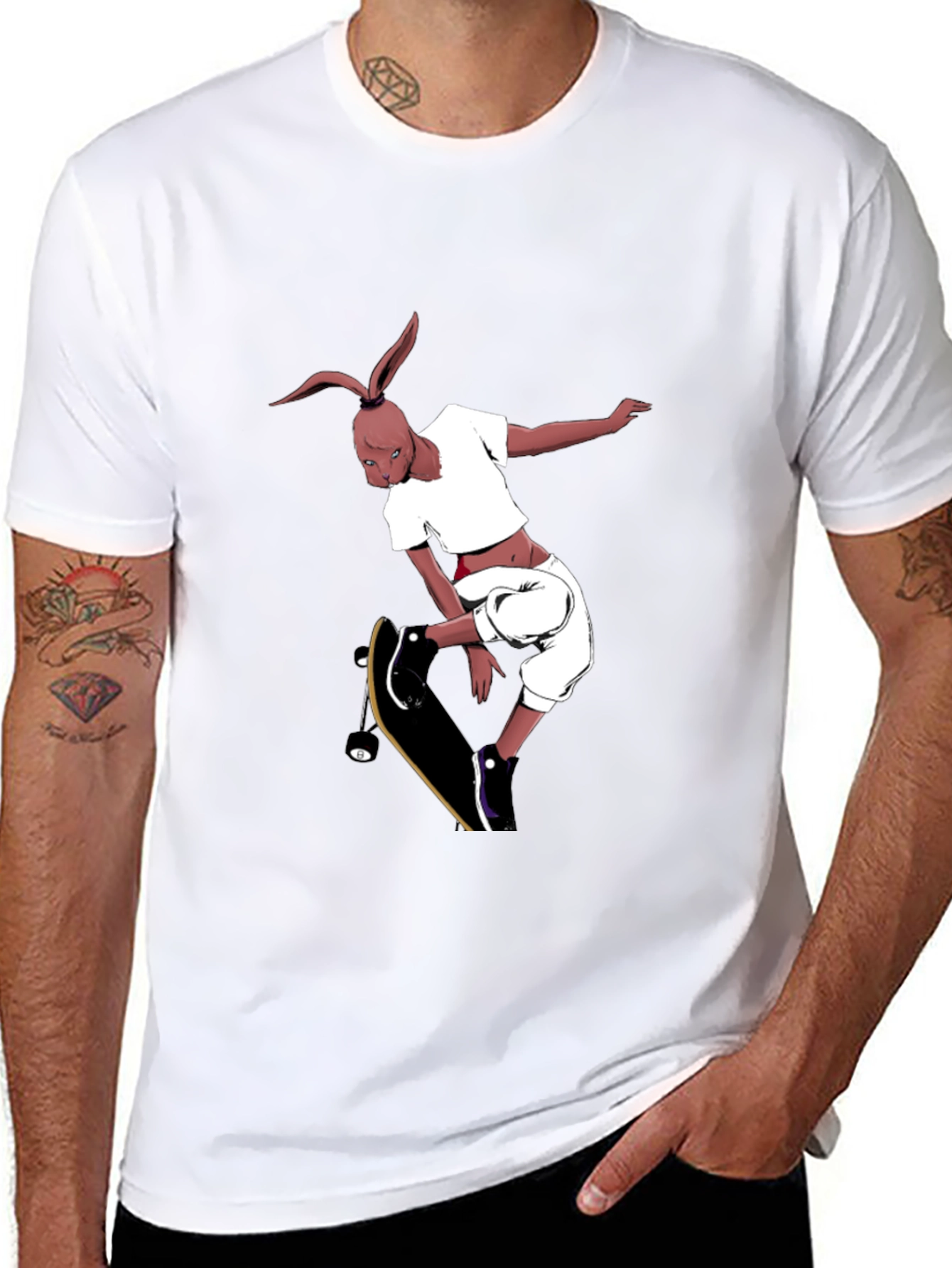 Skateboarding Rabbit Graphic Tee