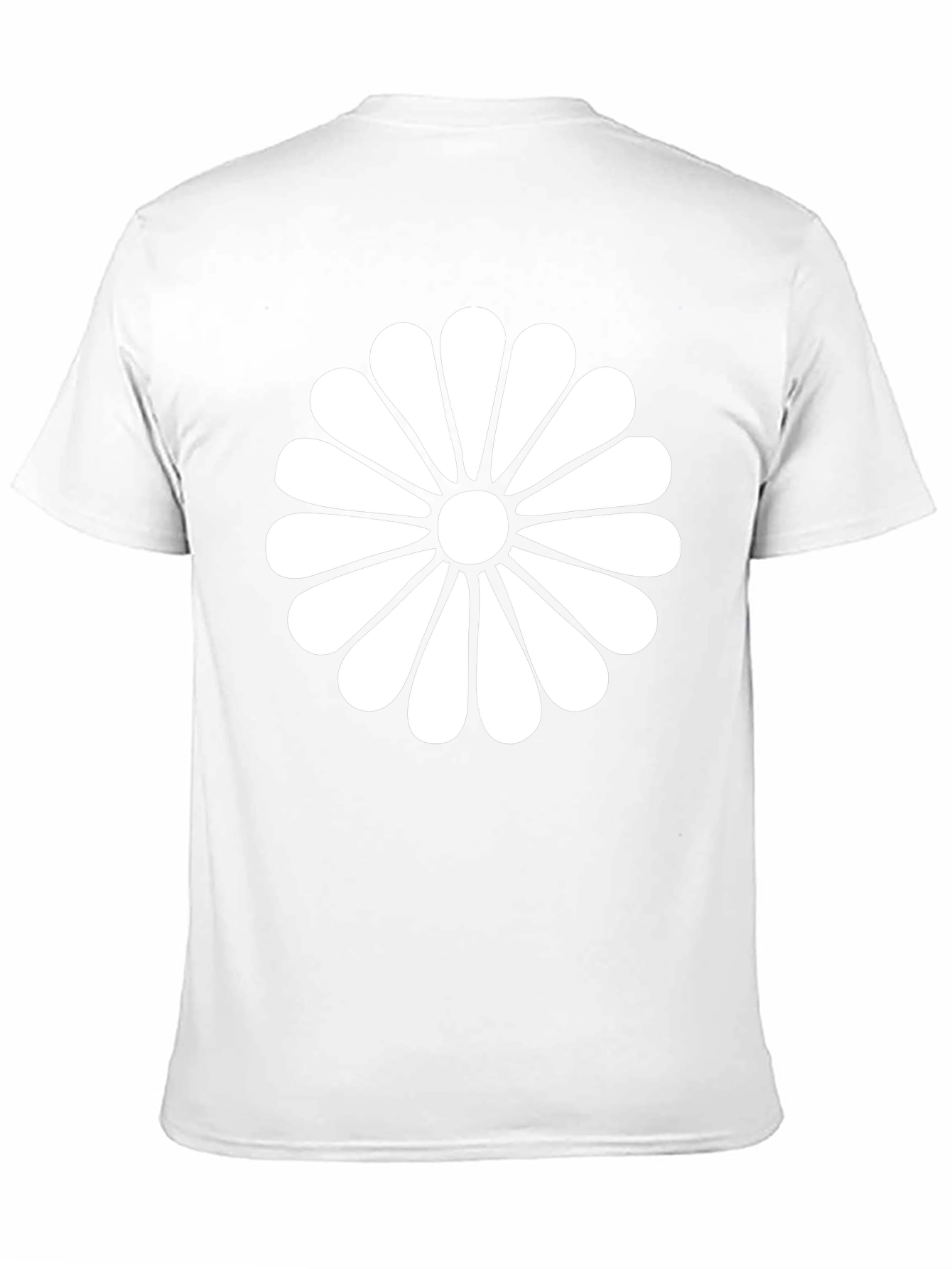 Black T-Shirt with White Flower Graphic