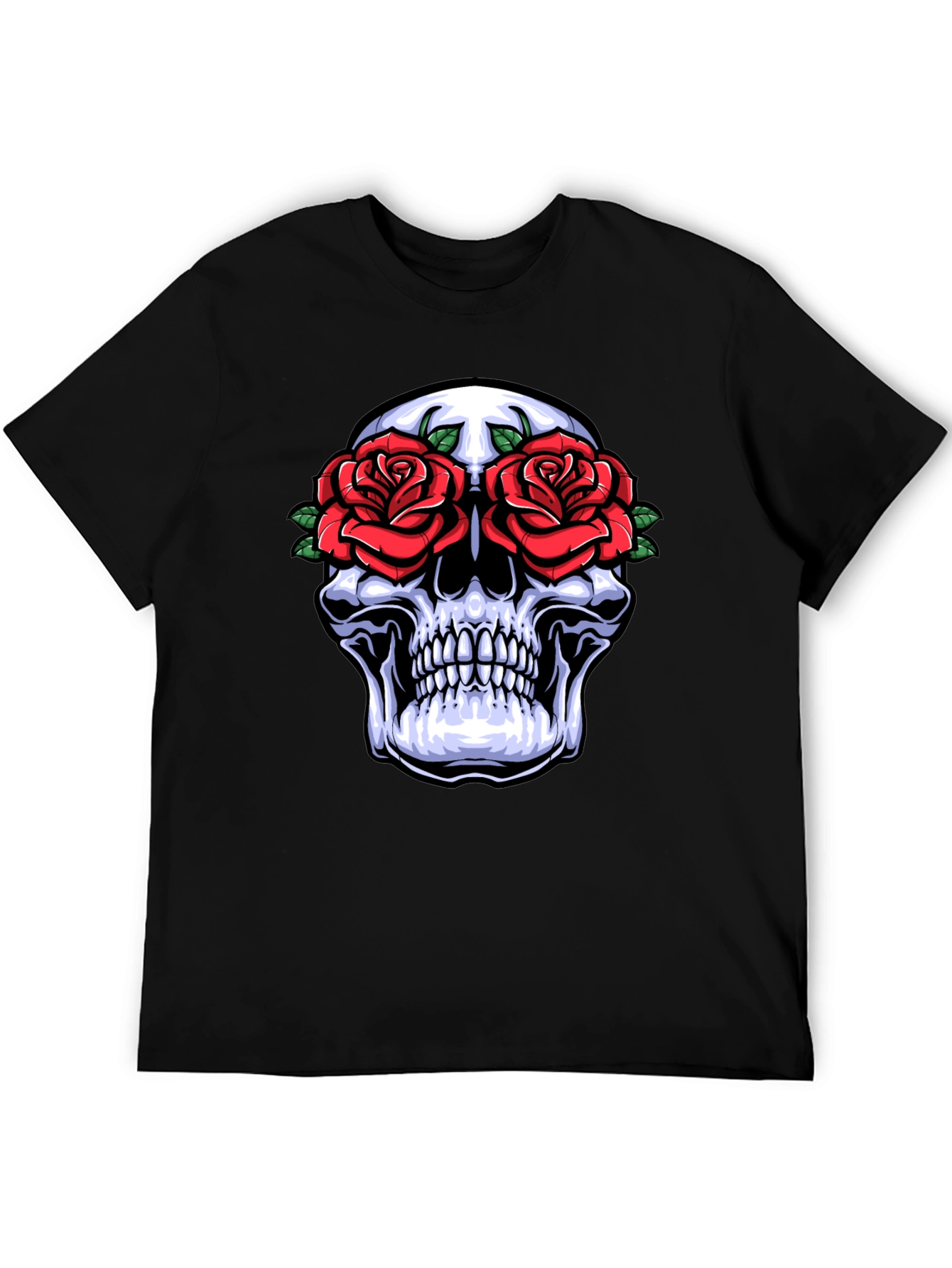 Skull & Roses Graphic T-Shirt - Gothic Style