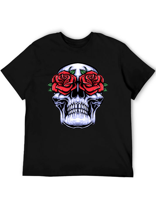 Skull & Roses Graphic T-Shirt - Gothic Style