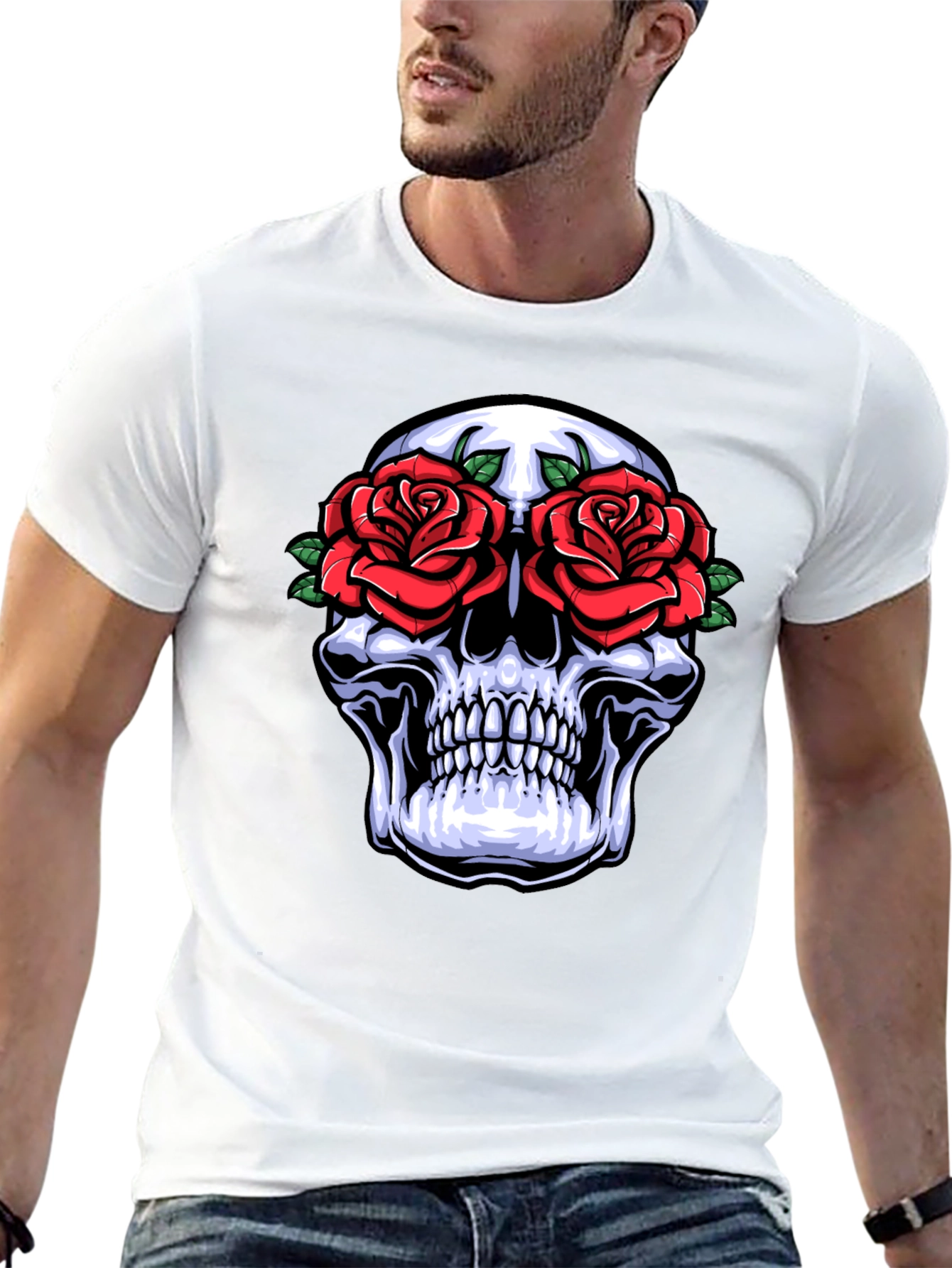 Skull & Roses Graphic T-Shirt - Gothic Style