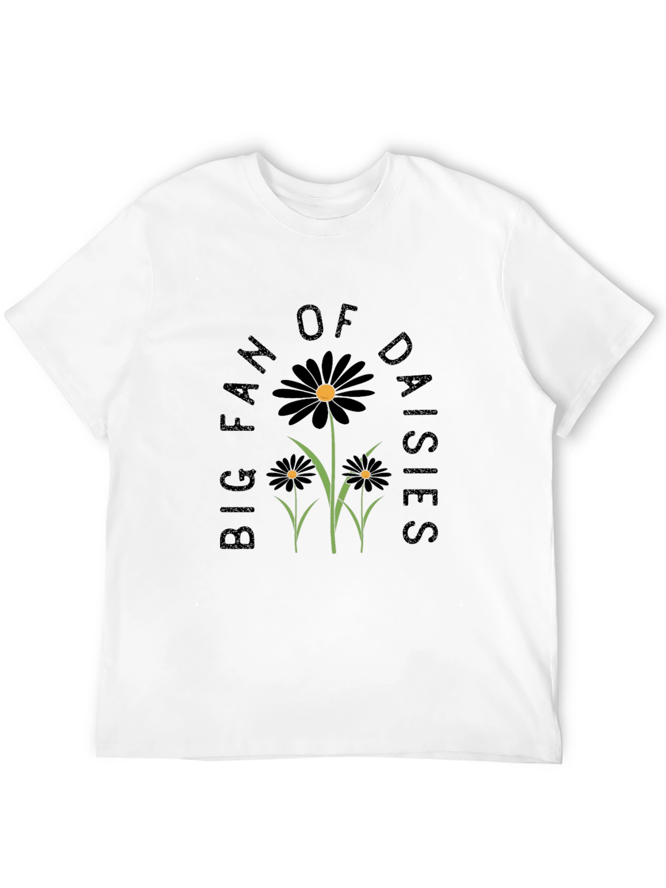 Big Fan of Daisies Black Graphic T-Shirt