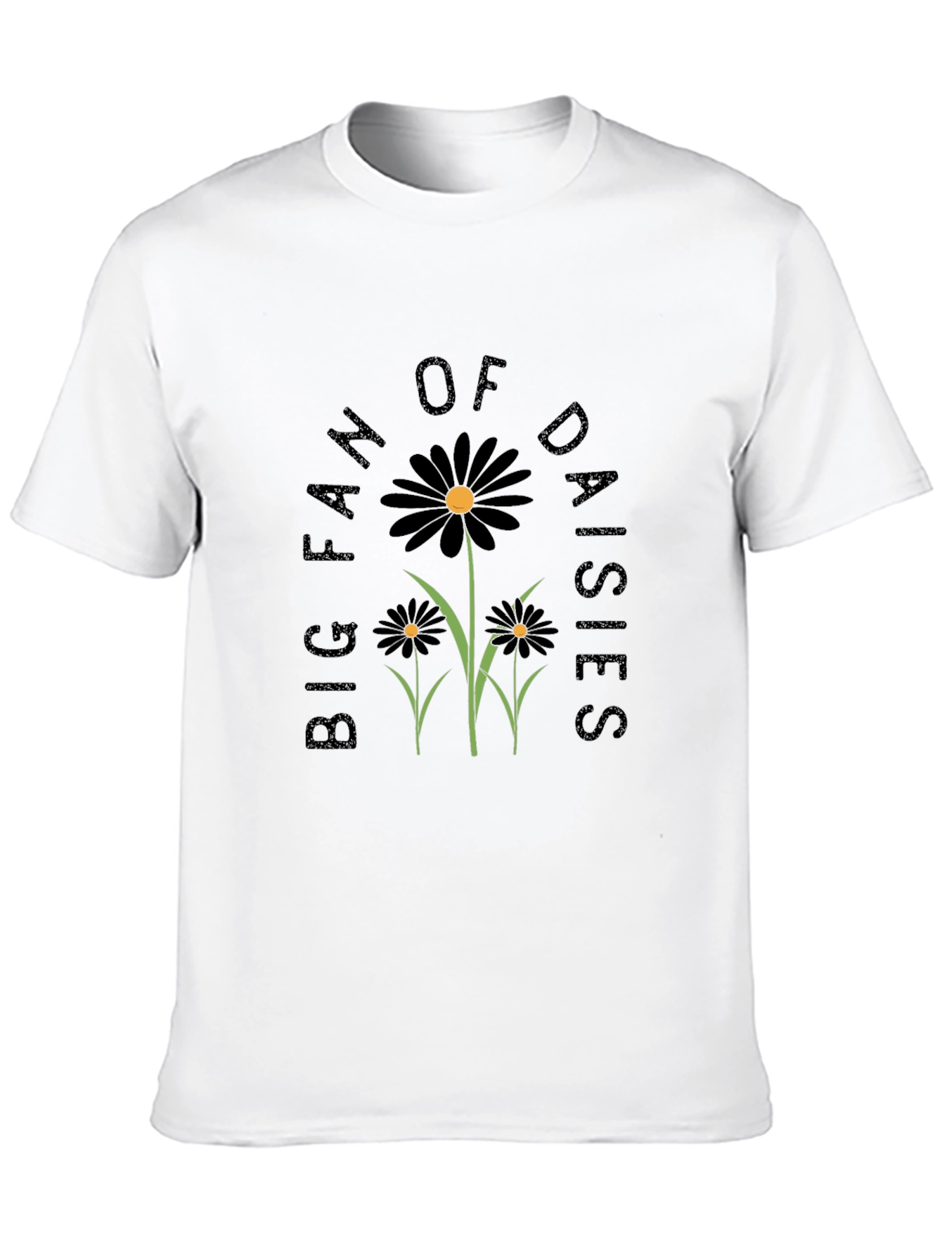 Big Fan of Daisies Black Graphic T-Shirt