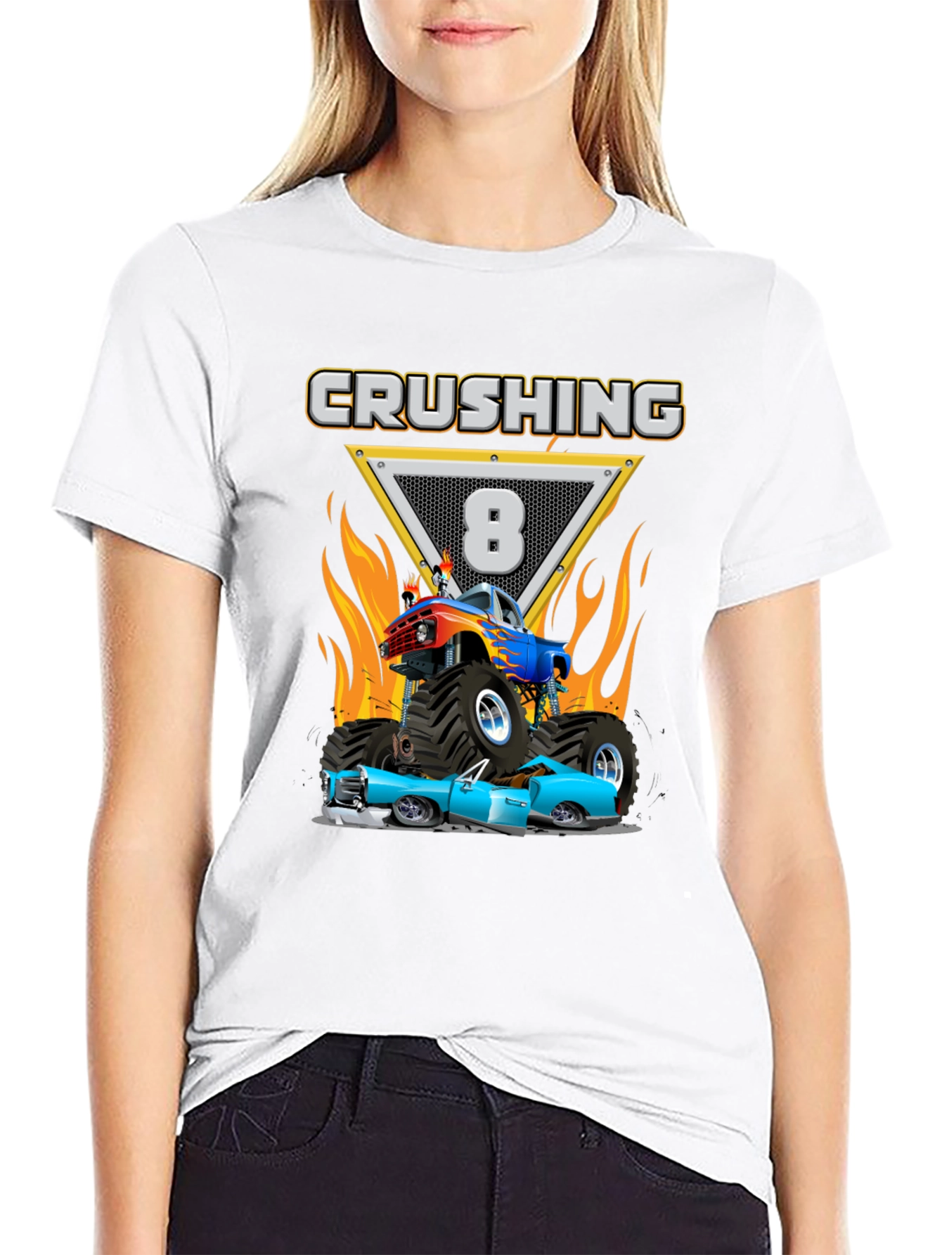 Crushing Eight Birthday Monster Truck T-Shirt
