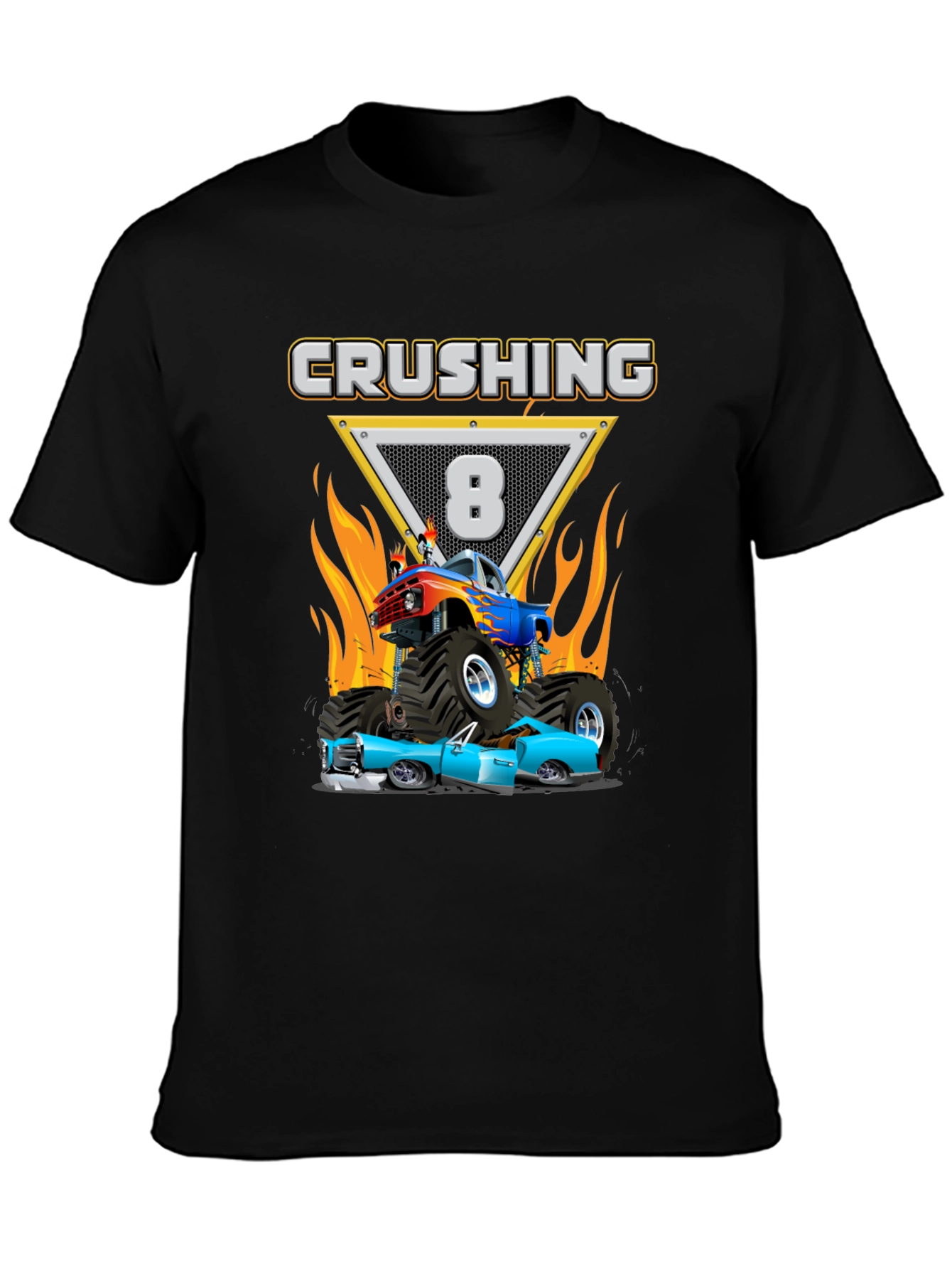 Crushing Eight Birthday Monster Truck T-Shirt