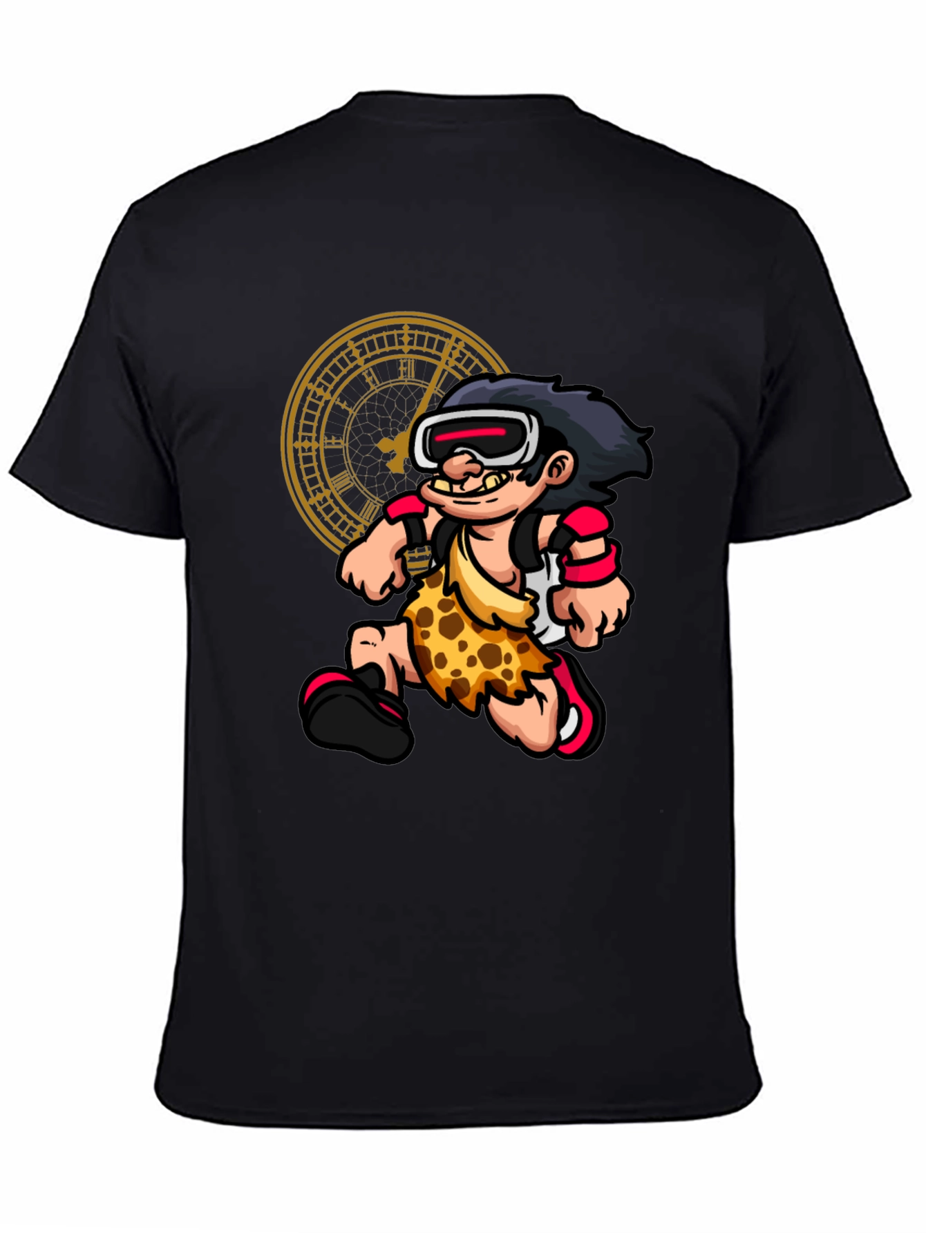 Cartoon Caveman VR Black T-Shirt