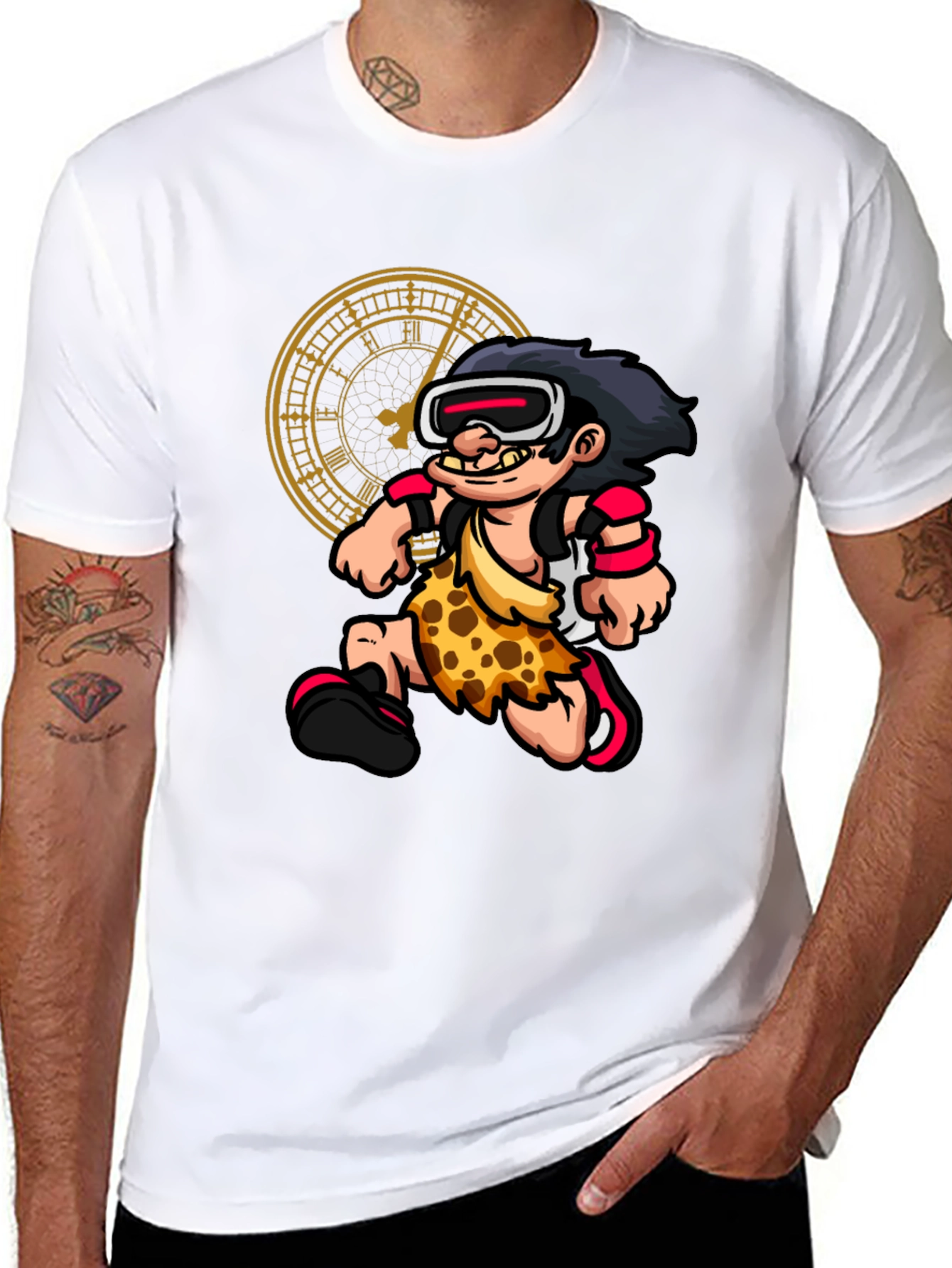 Cartoon Caveman VR Black T-Shirt