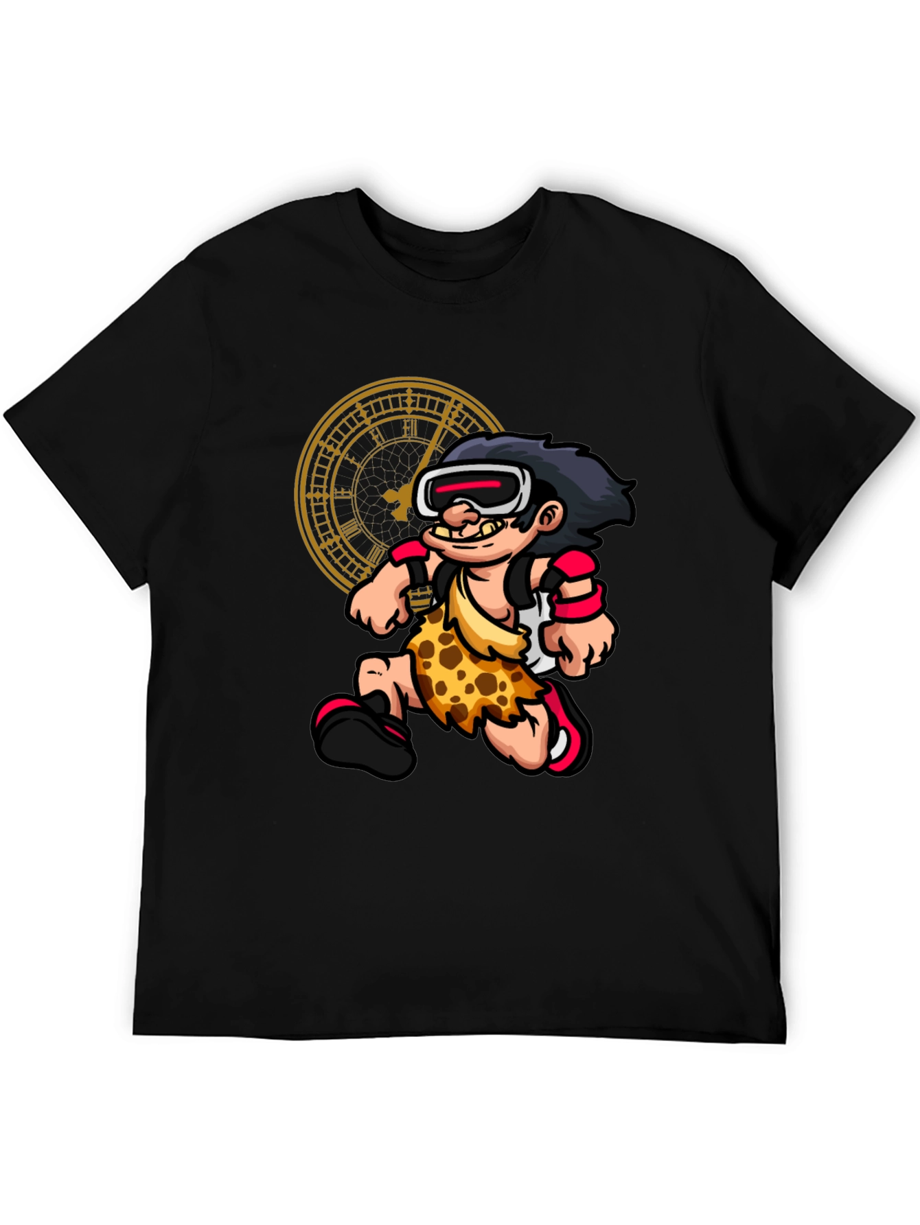 Cartoon Caveman VR Black T-Shirt