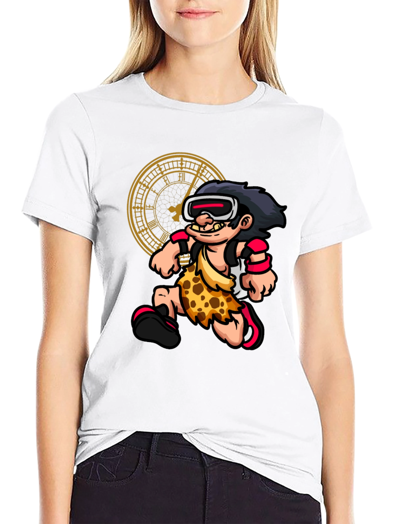 Cartoon Caveman VR Black T-Shirt