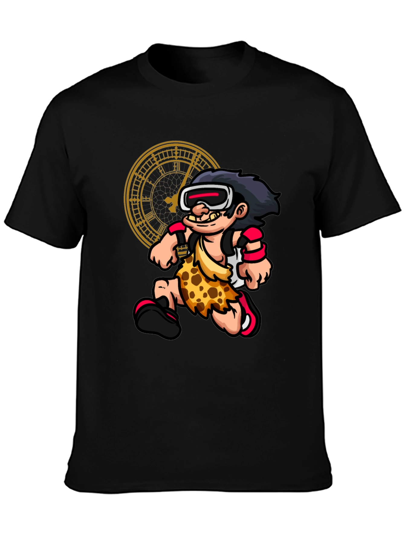 Cartoon Caveman VR Black T-Shirt
