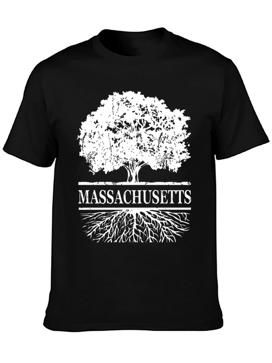 Massachusetts Tree Roots Black T-Shirt