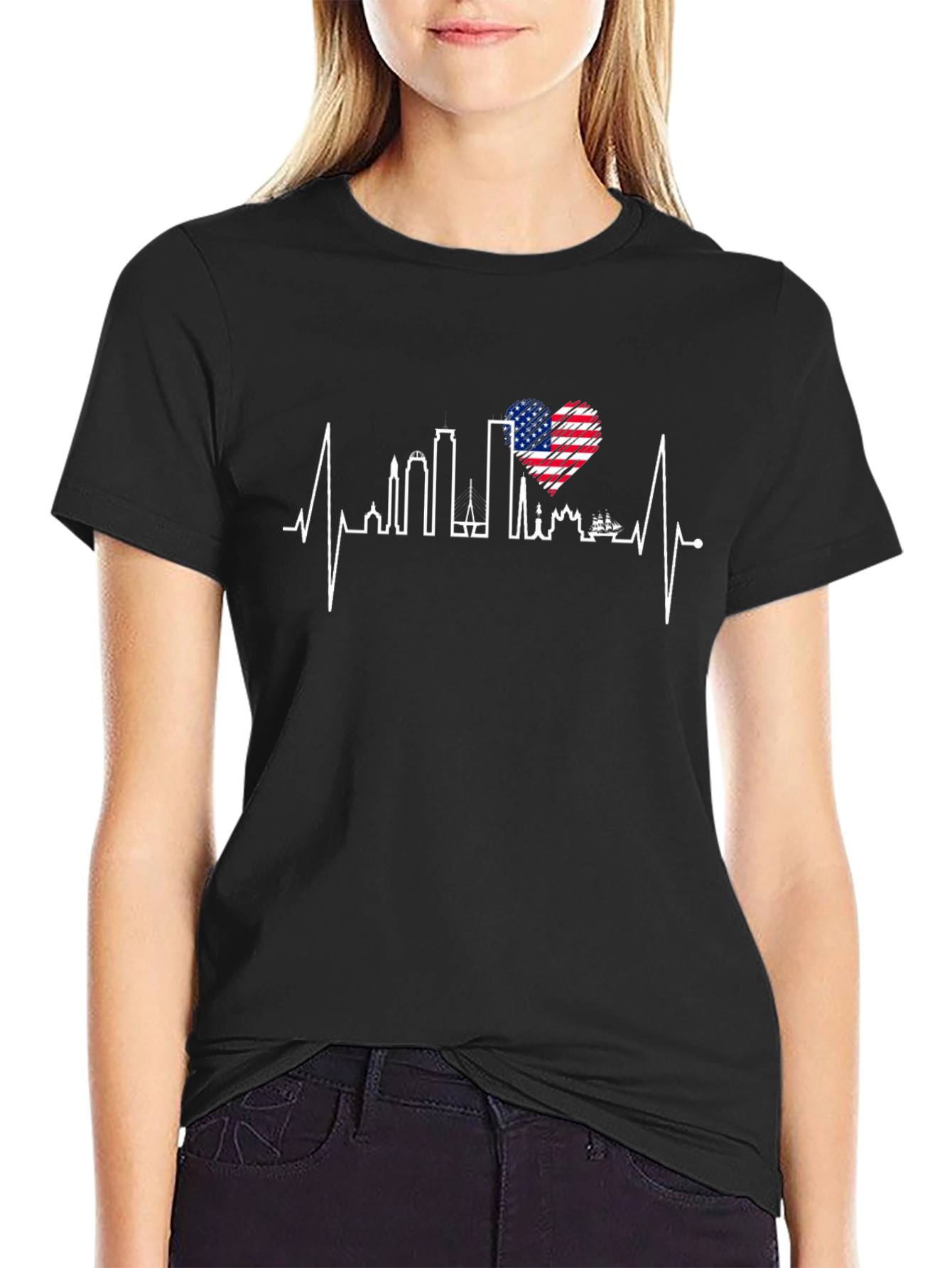 USA Heartbeat Cityscape T-Shirt
