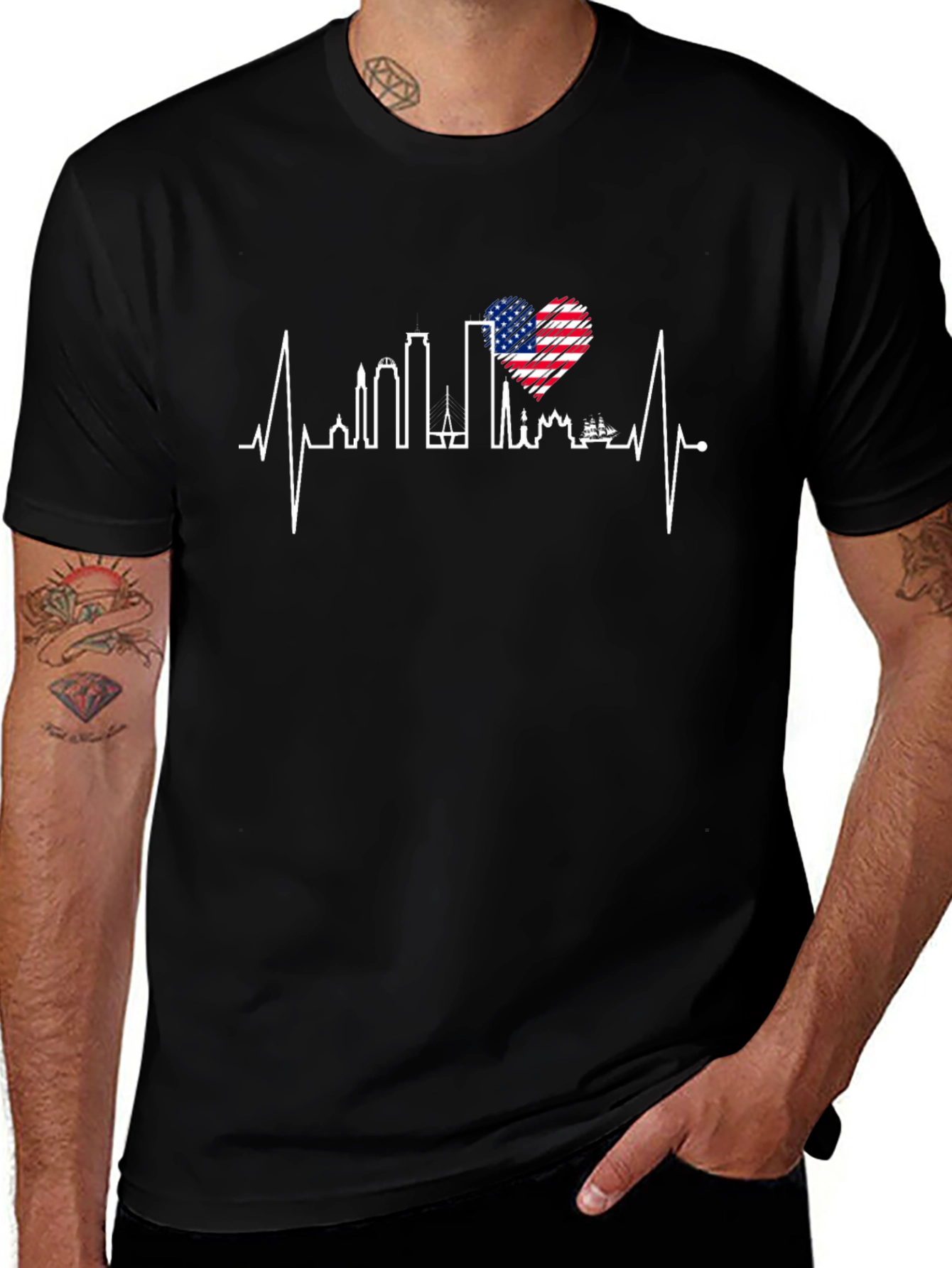 USA Heartbeat Cityscape T-Shirt