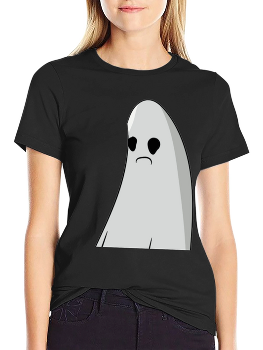 Sad Ghost Graphic T-Shirt - Black Cotton Tee