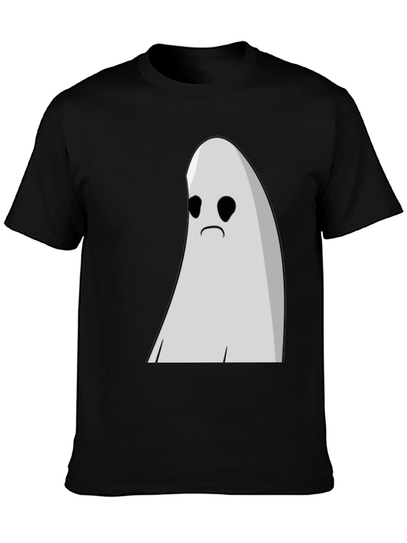 Sad Ghost Graphic T-Shirt - Black Cotton Tee