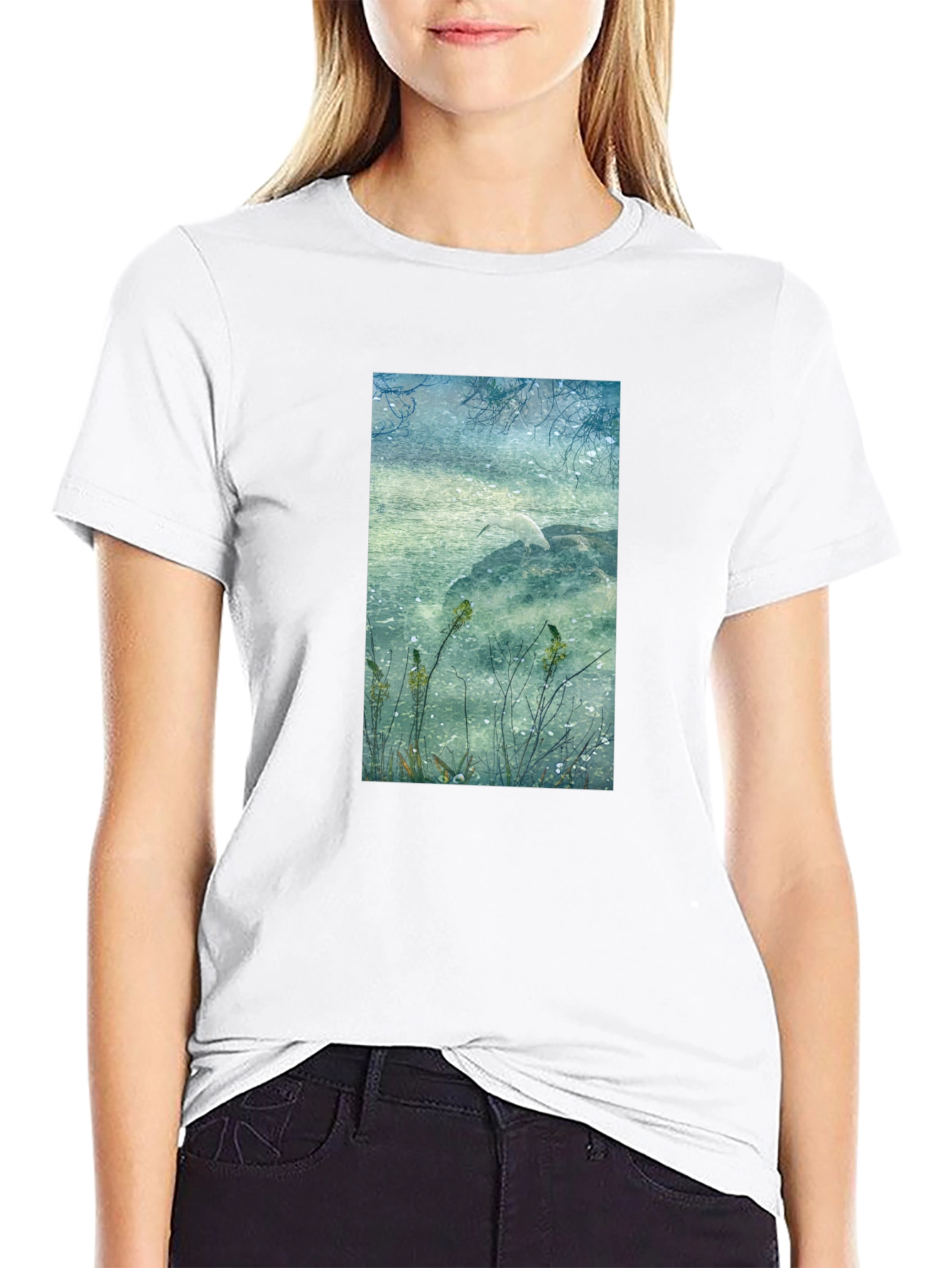 Nature Scene Graphic Tee - Stylish Unisex Black T-Shirt