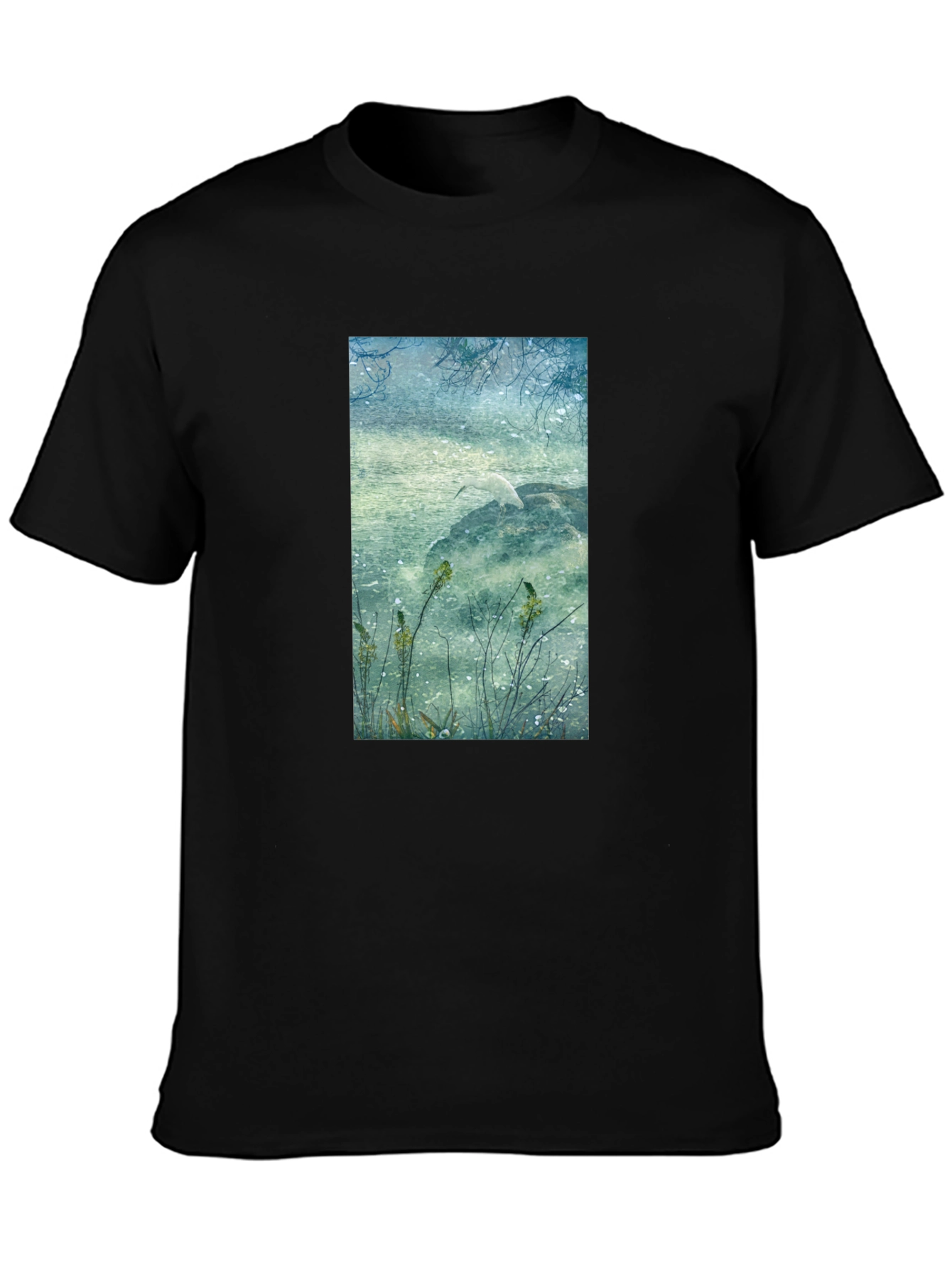 Nature Scene Graphic Tee - Stylish Unisex Black T-Shirt