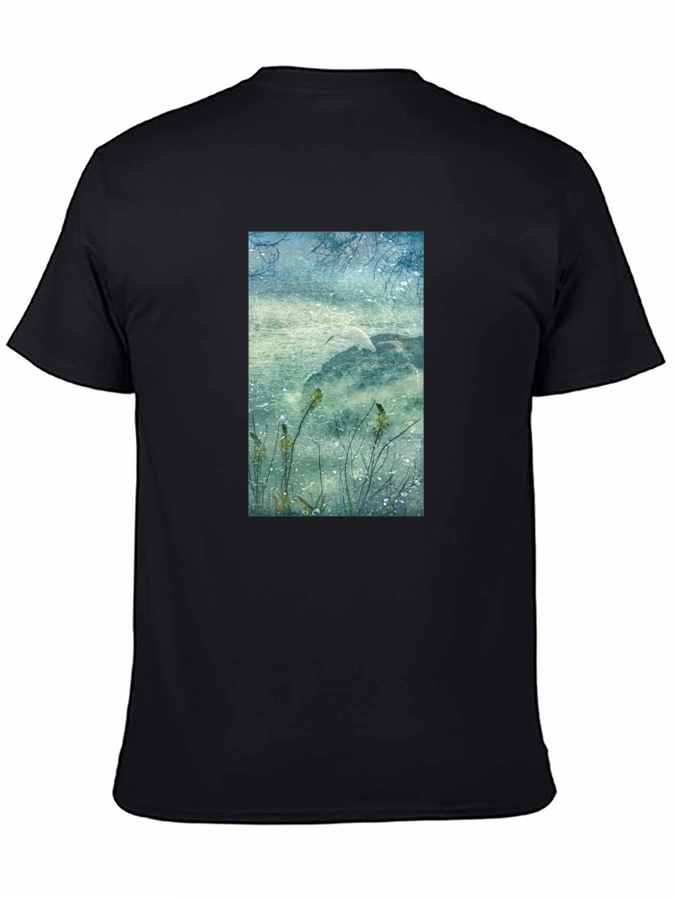 Nature Scene Graphic Tee - Stylish Unisex Black T-Shirt
