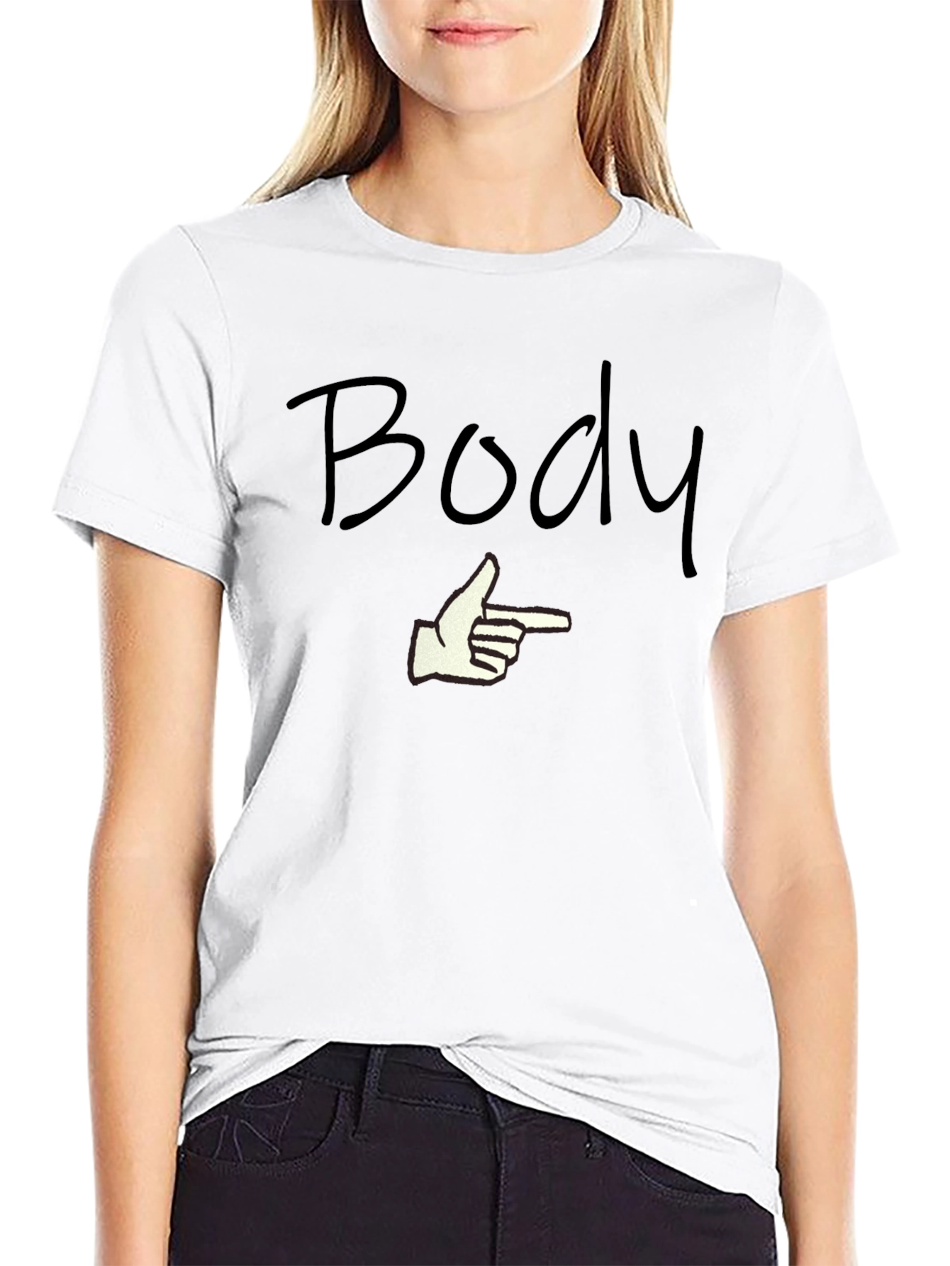 Funny Body Pointing Hand Graphic T-Shirt
