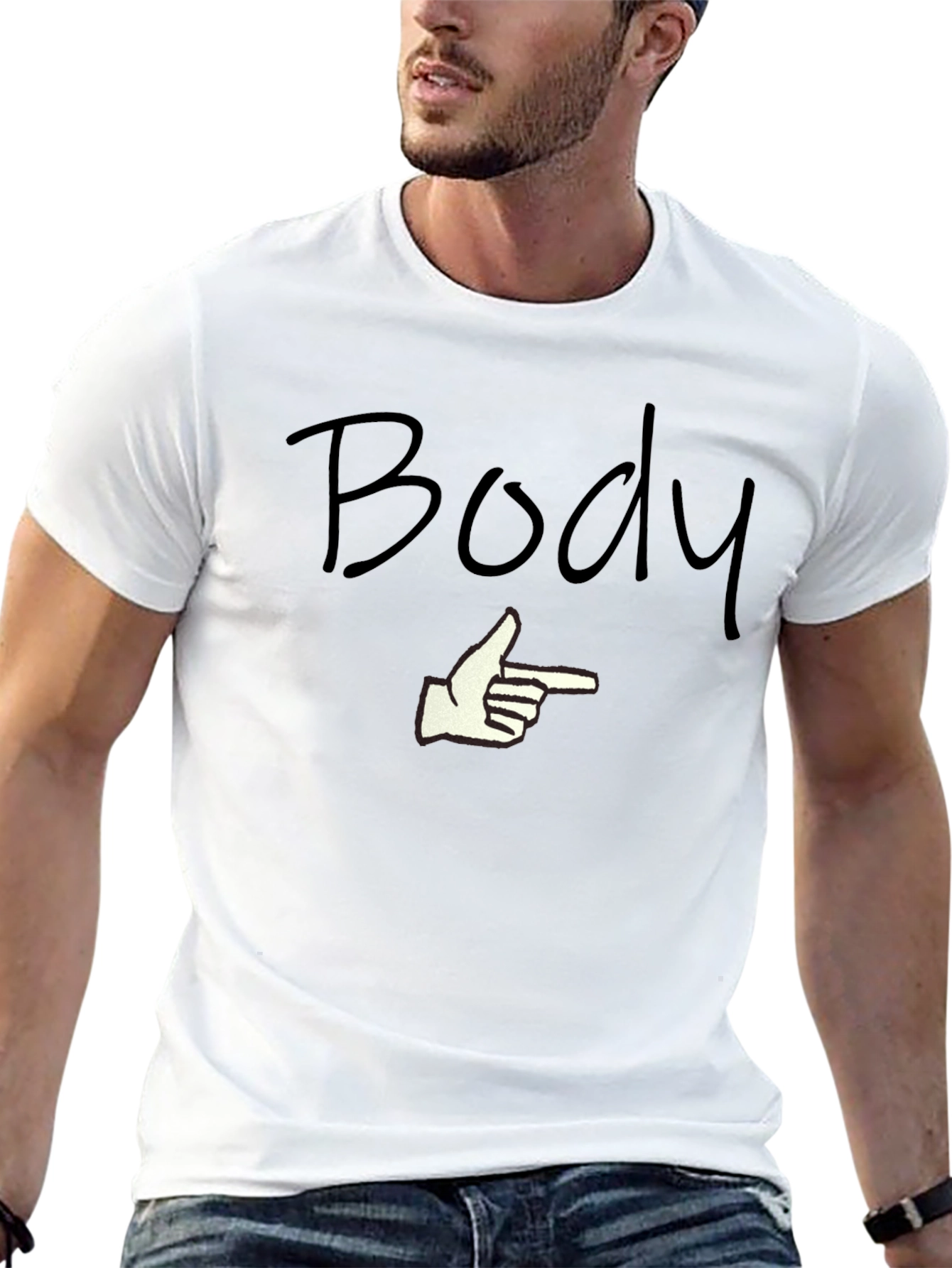 Funny Body Pointing Hand Graphic T-Shirt