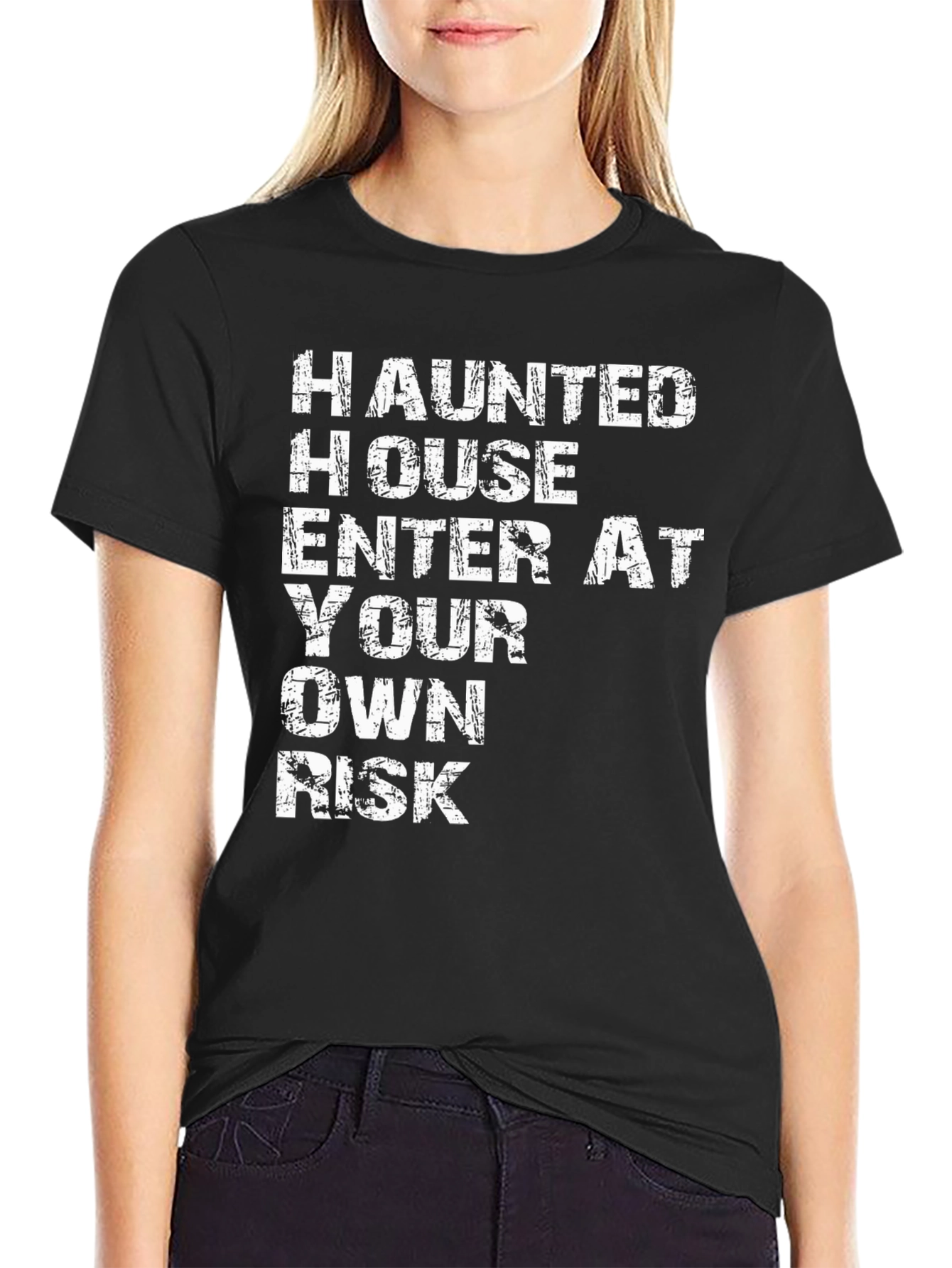Haunted House Black Graphic Tee