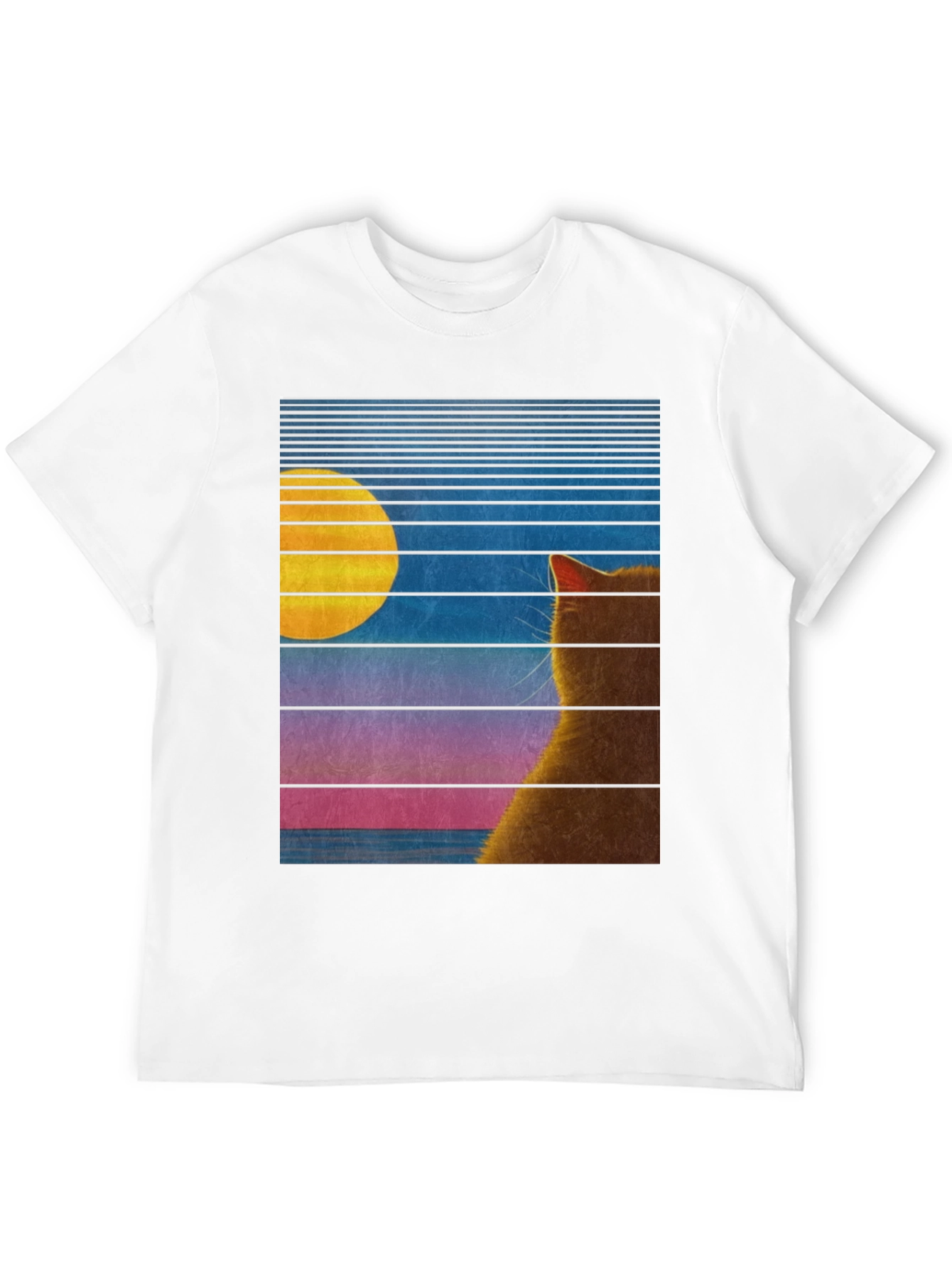 Retro Cat Moon T-Shirt - Unisex Graphic Tee