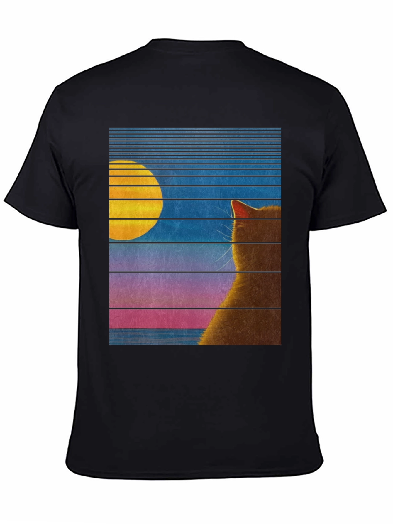 Retro Cat Moon T-Shirt - Unisex Graphic Tee