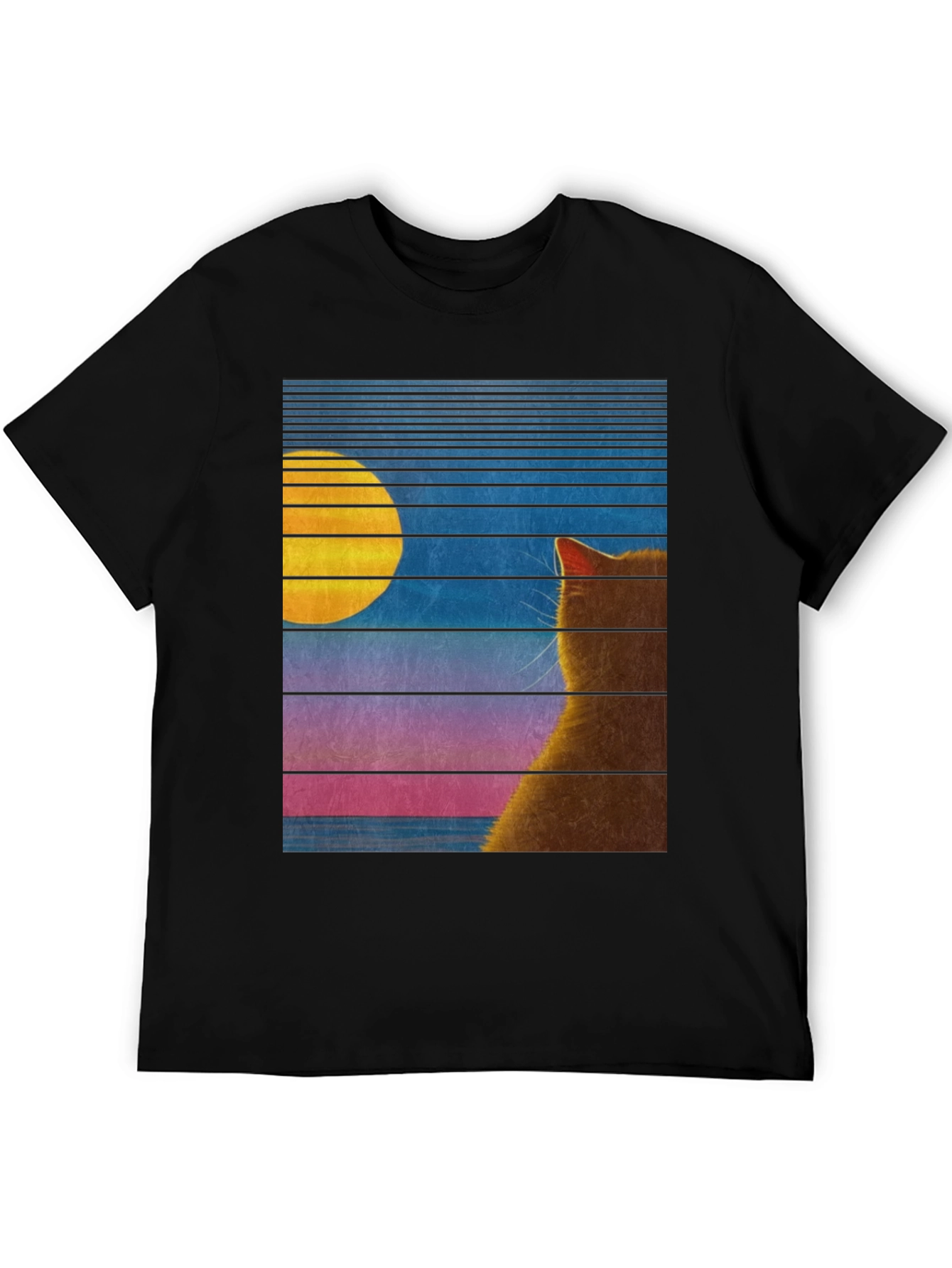 Retro Cat Moon T-Shirt - Unisex Graphic Tee