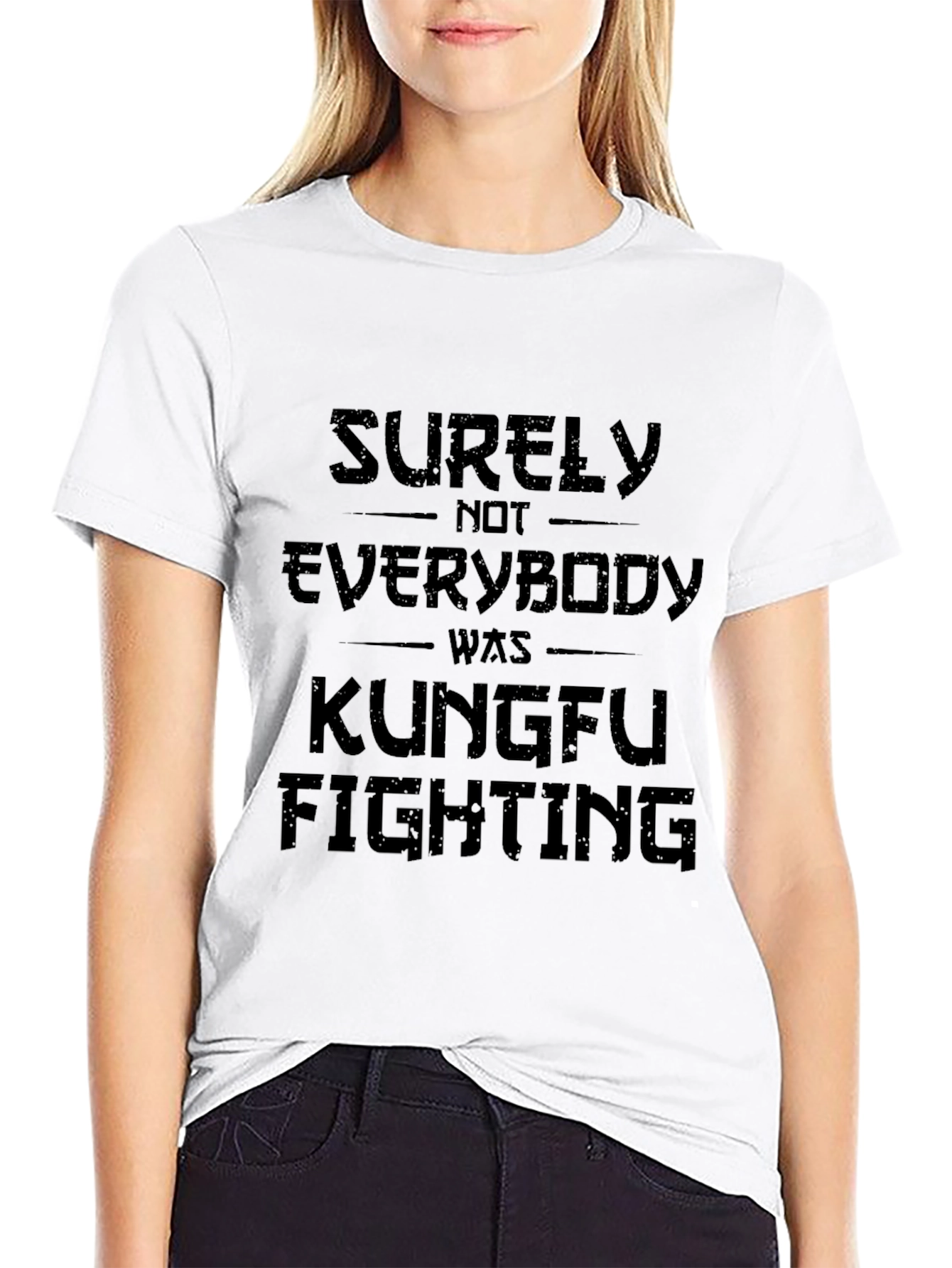 Kung Fu Fighting Slogan Black T-Shirt